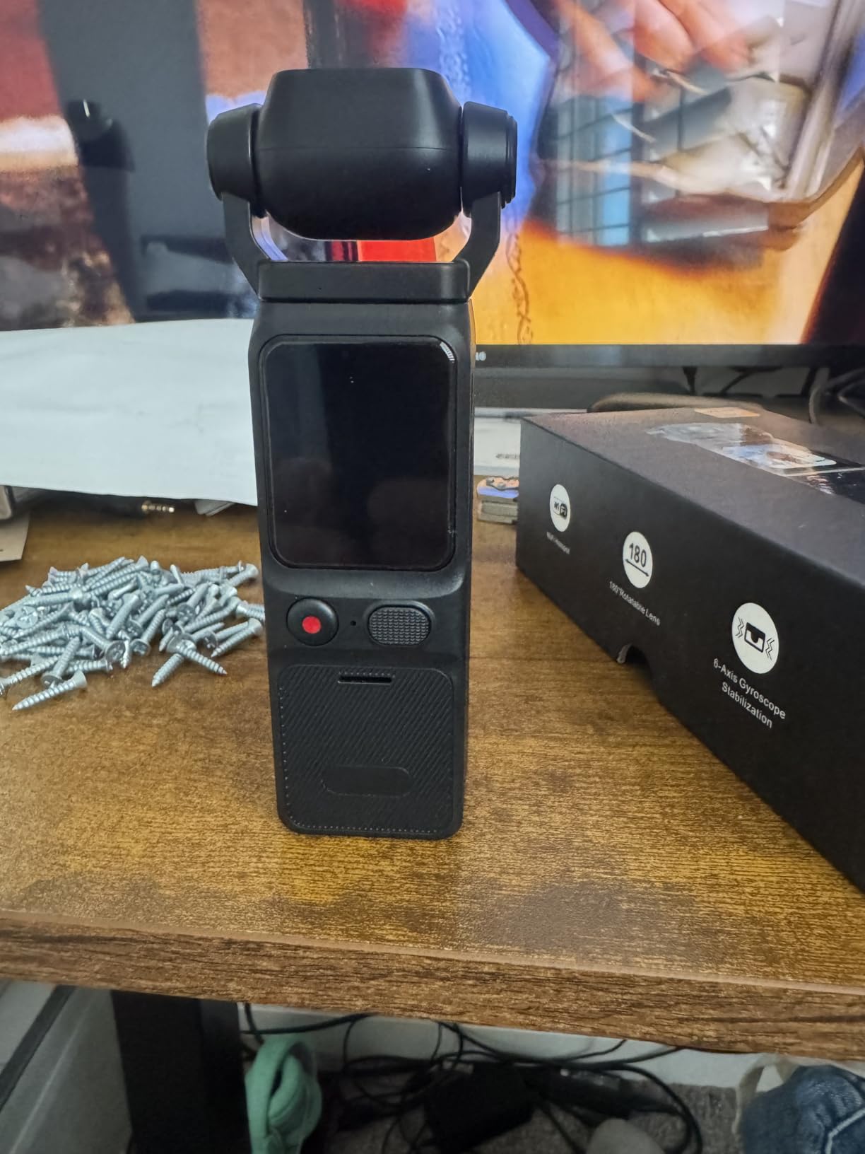 4K Vlogging Camera Mini Action Camera 180° Rotating Pocket Body Cam with Audio & Video Handheld Pov Cameras with Stabilization, Touch Screen, 64GB Card Small Vlog Camcorder for Valentine's, Travel customer photo 1