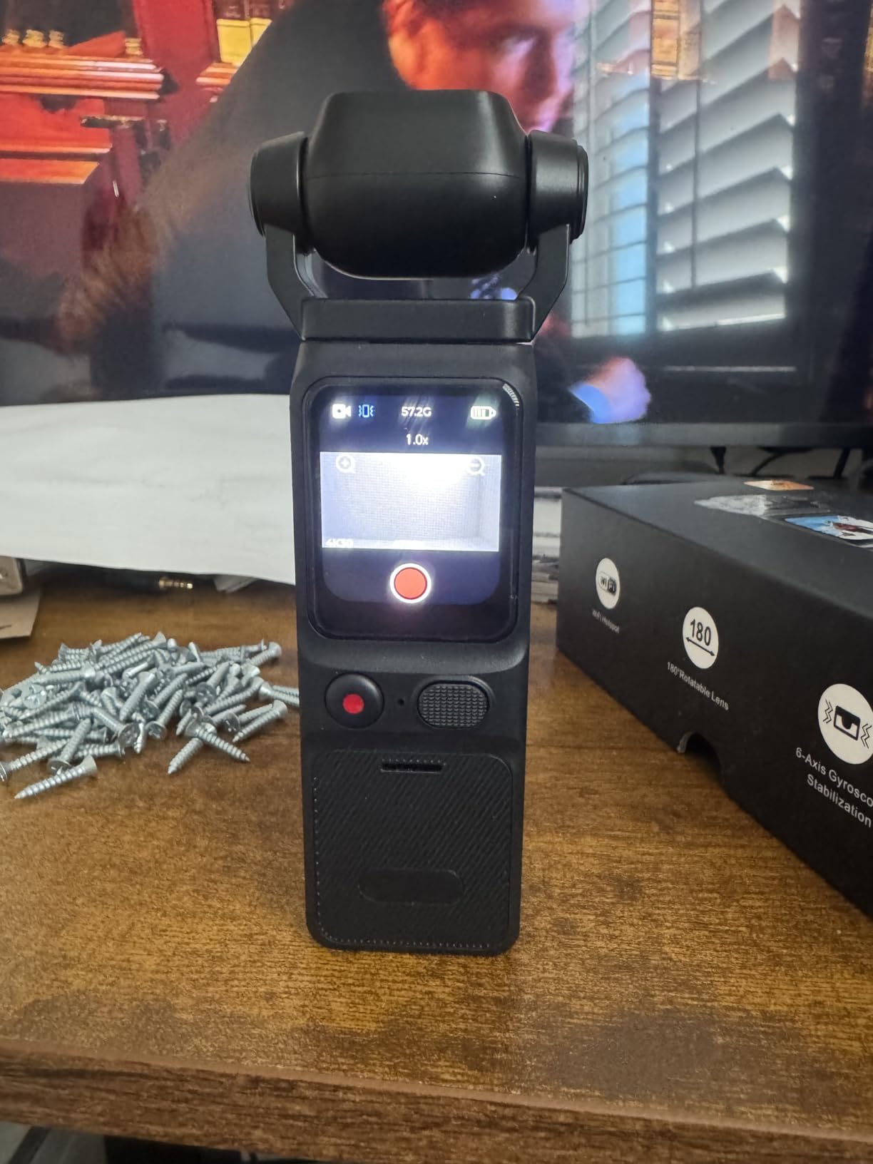 4K Vlogging Camera Mini Action Camera 180° Rotating Pocket Body Cam with Audio & Video Handheld Pov Cameras with Stabilization, Touch Screen, 64GB Card Small Vlog Camcorder for Valentine's, Travel customer photo 2