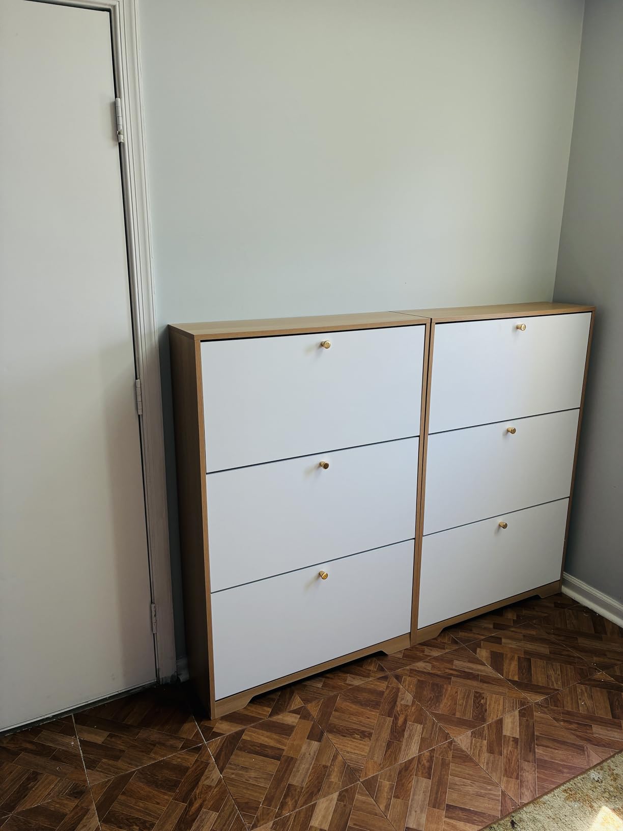 Nicetree Shoe Cabinet with 3 Flip Drawers, Narrow Shoe Organizer Cabinet, Freestanding Shoe Rack Cabinet, Modern Shoe Storage Cabinet for Entryway, Hallway, Foyer, White customer photo 1
