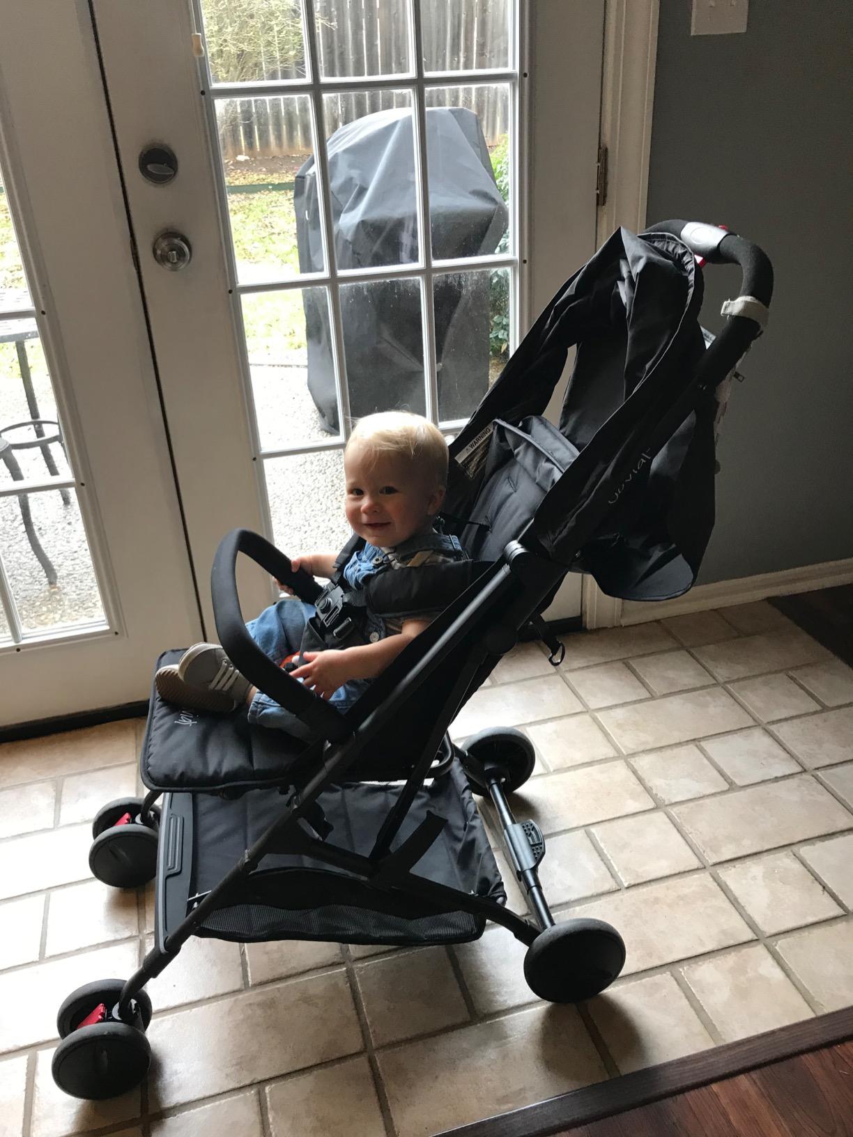 Jovial Lightweight Baby Stroller, Folding Travel Stroller with Reclining Seat, Canopy, 5-Point Safety Harness, Storage Basket, Smooth Wheels, Compact Portable Design (39.8