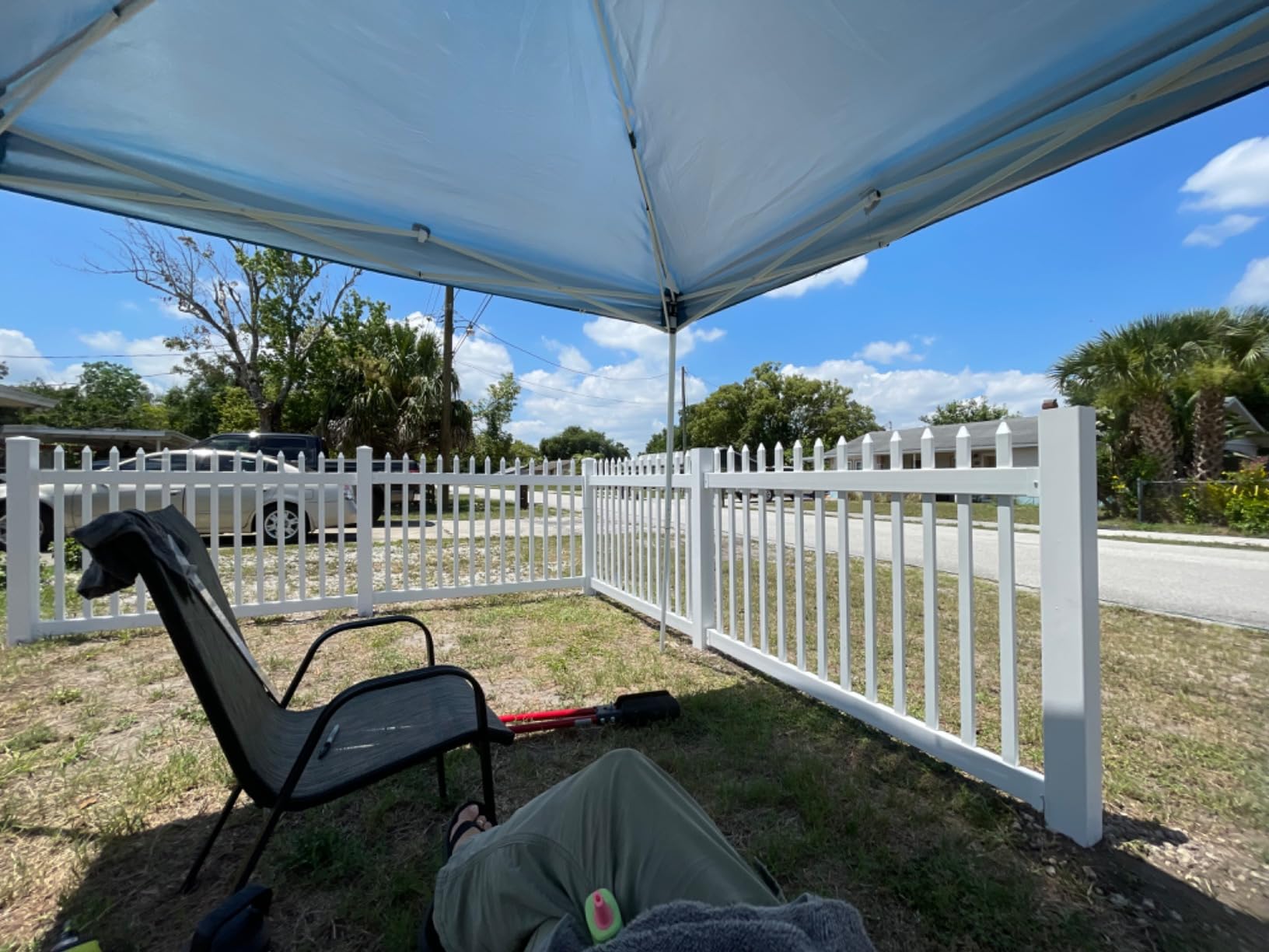6ft H x 6ft W (1 Panel + 1 Post) Permanent No Dig WamBam Cambridge Fence Kit, Durable White Vinyl Privacy Fence customer photo 1