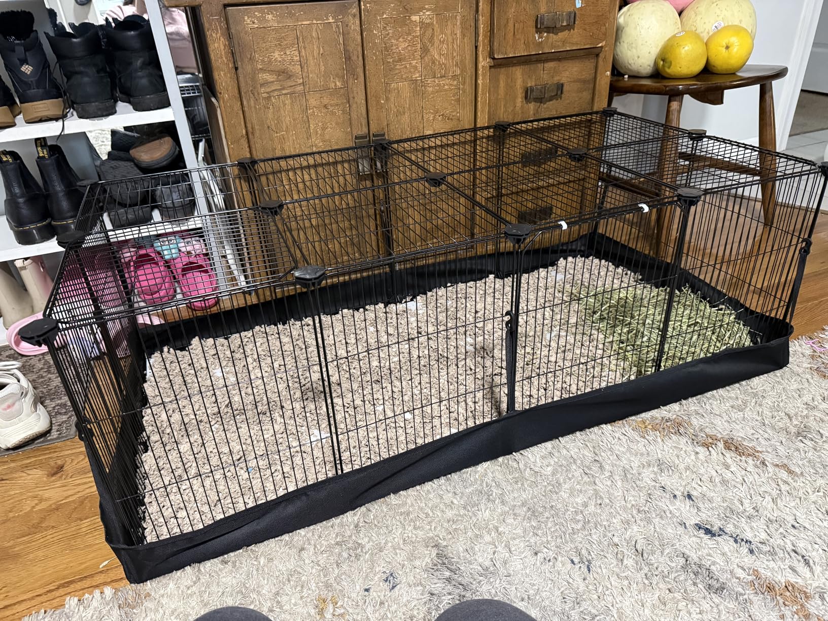 SONGMICS 2-Tier Guinea Pig Cage, Rabbit Cage, Small Animal Playpen with Waterproof Mat, Top and Side Door, 35 Panels, 36.6 x 24.8 x 24.2 Inches, Ink Black ULPI016BH01 customer photo 2