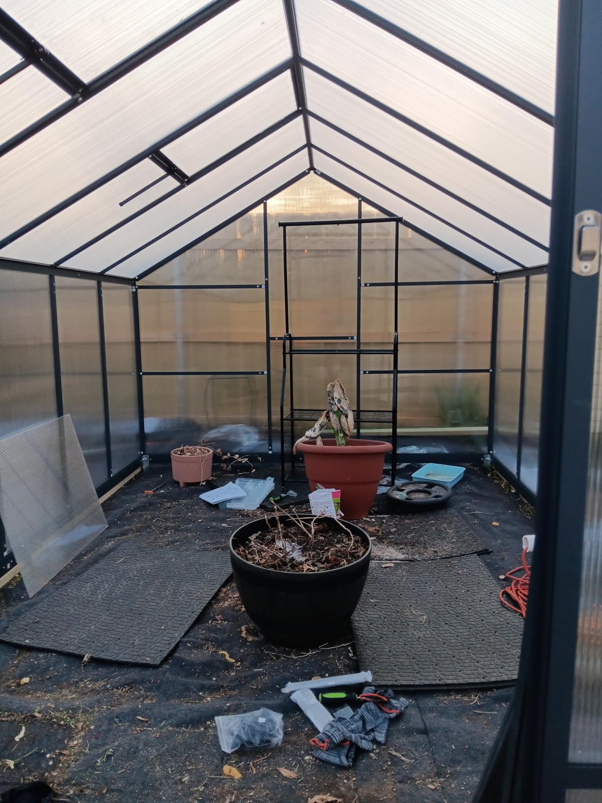 6x6 FT Greenhouse for Outdoors, Polycarbonate Greenhouse with Quick Setup Structure and Roof Vent, Aluminum Large Walk-in Green House for Outside Garden Backyard, Charcoal Black customer photo 1