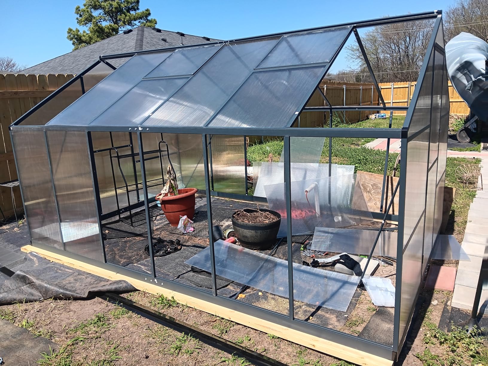 6x6 FT Greenhouse for Outdoors, Polycarbonate Greenhouse with Quick Setup Structure and Roof Vent, Aluminum Large Walk-in Green House for Outside Garden Backyard, Charcoal Black customer photo 2