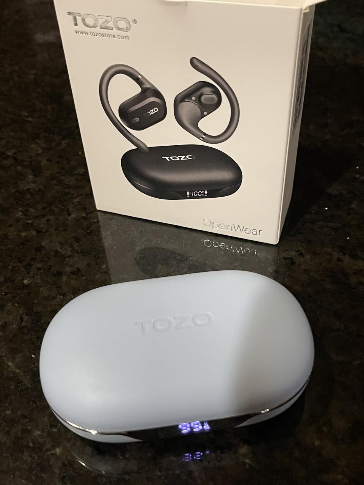 TOZO Real-Time AI Translation Earbuds, 80H Playtime Translator Ear Buds, Digital Display, AI Clear Calls, Comfortable Wear Open Ear Earbuds, AI Bluetooth Headphone for Travel Meeting Learning, Black customer photo 1