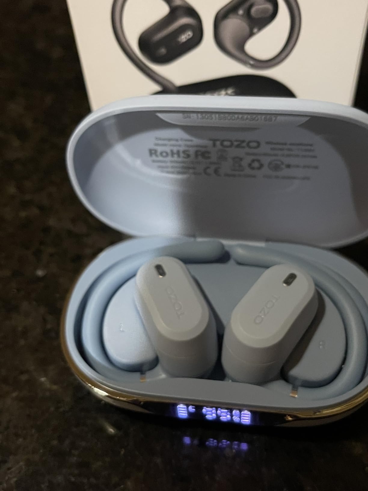 TOZO Real-Time AI Translation Earbuds, 80H Playtime Translator Ear Buds, Digital Display, AI Clear Calls, Comfortable Wear Open Ear Earbuds, AI Bluetooth Headphone for Travel Meeting Learning, Black customer photo 2