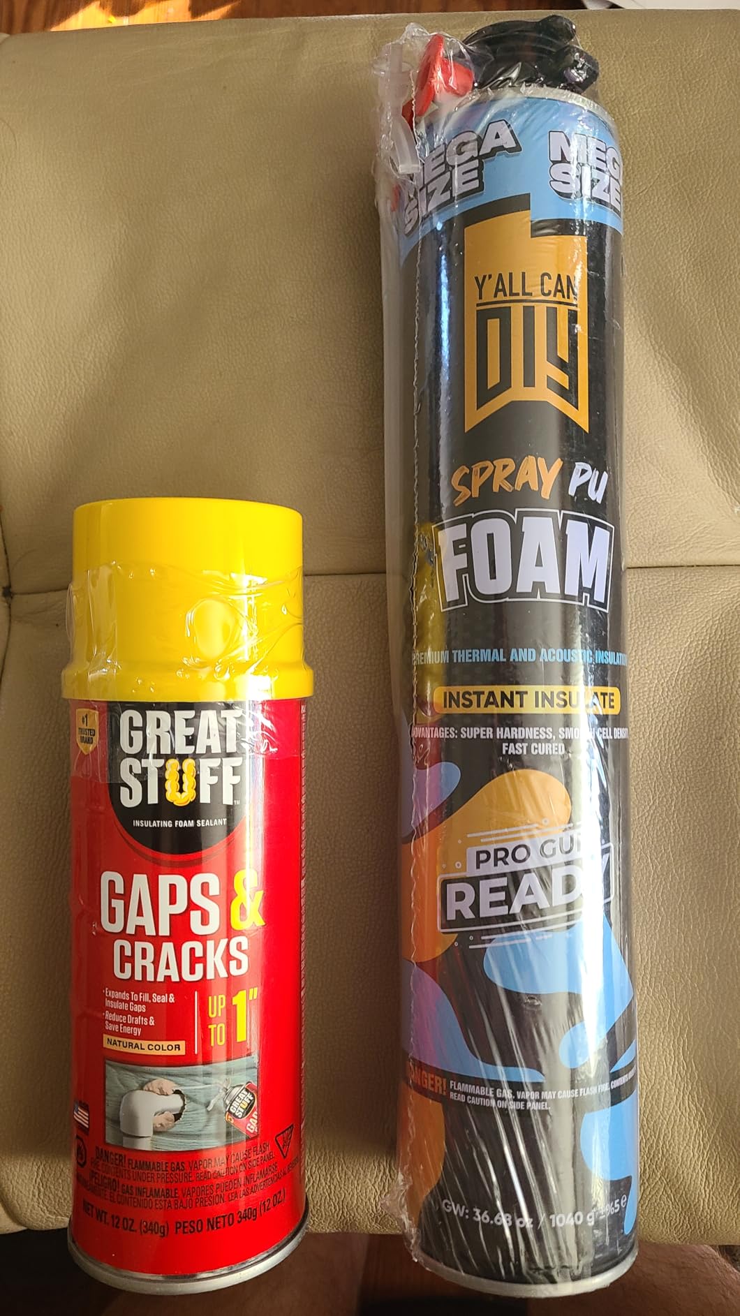 Spray Foam Insulation Kit for Walls & Attic -18 Pack Foam Insulation Spray - 360 Board ft/sq.ft. Heat & Sound Control, Energy Saving, Seal Gaps & Cracks Complete Kit with 2 Guns, Cleaner & Safety Gear customer photo 1