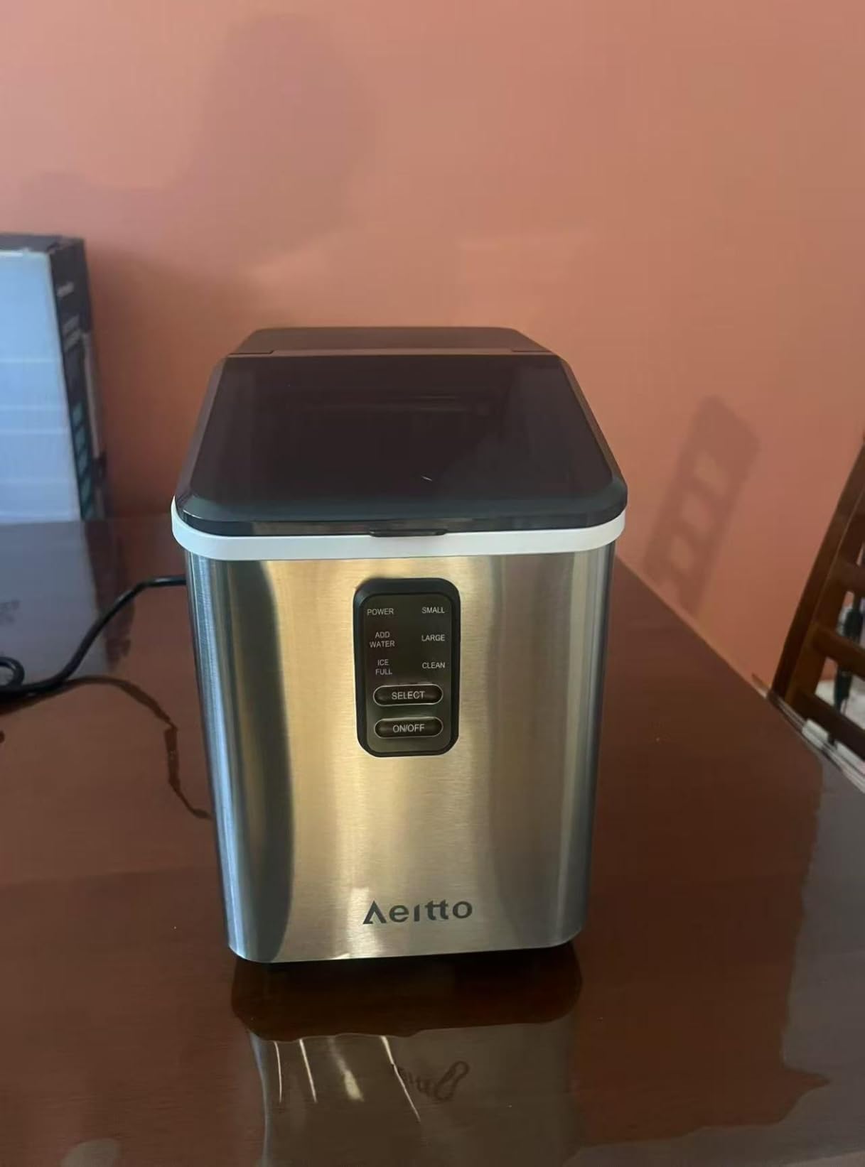 Aeitto Ice Maker Countertop 26lbs/24H, Ice Machine 8 Ice Cubes Ready in 6 Mins, 2 Sizes of Bullet Ice Portable Ice Makers with Basket & Scoop, Auto Self-Cleaning for Home/Kitchen/Office Stainless customer photo 1