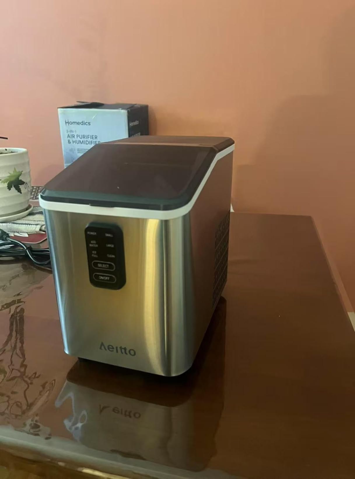 Aeitto Ice Maker Countertop 26lbs/24H, Ice Machine 8 Ice Cubes Ready in 6 Mins, 2 Sizes of Bullet Ice Portable Ice Makers with Basket & Scoop, Auto Self-Cleaning for Home/Kitchen/Office Stainless customer photo 2