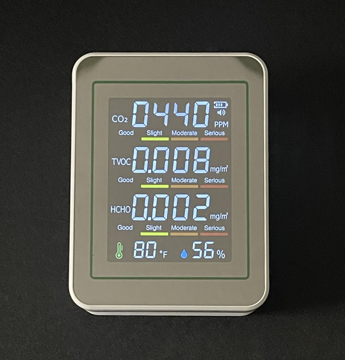 5-in-1 Indoor Air Quality Monitor, Portable CO2 Detector with LCD Color Screen, Formaldehyde HCHO TVOC Temperature Humidity Tester customer photo 2