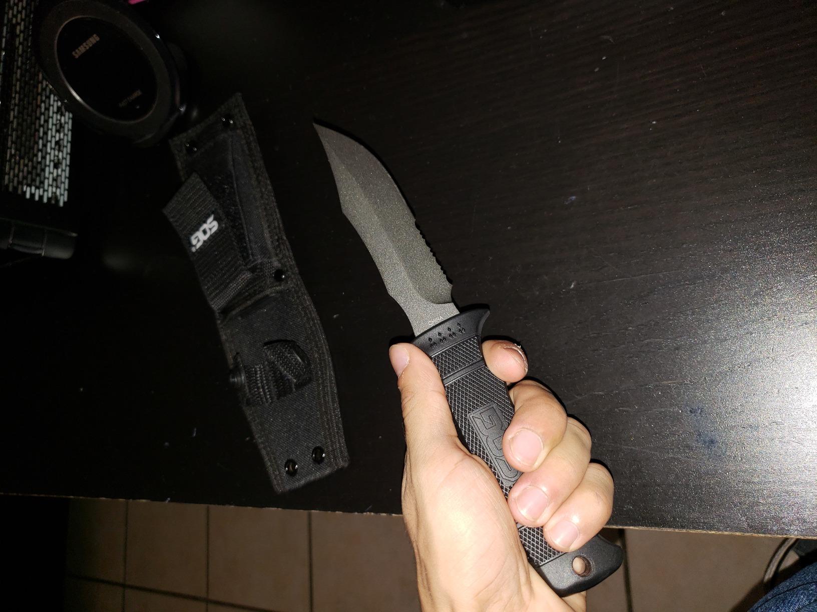 SOG Fixed Blade Knives with Sheath - SEAL Pup Tactical Knife, Survival Knife and Hunting Knife w/ 4.75 Inch Blade and Knife Sheath customer photo 1