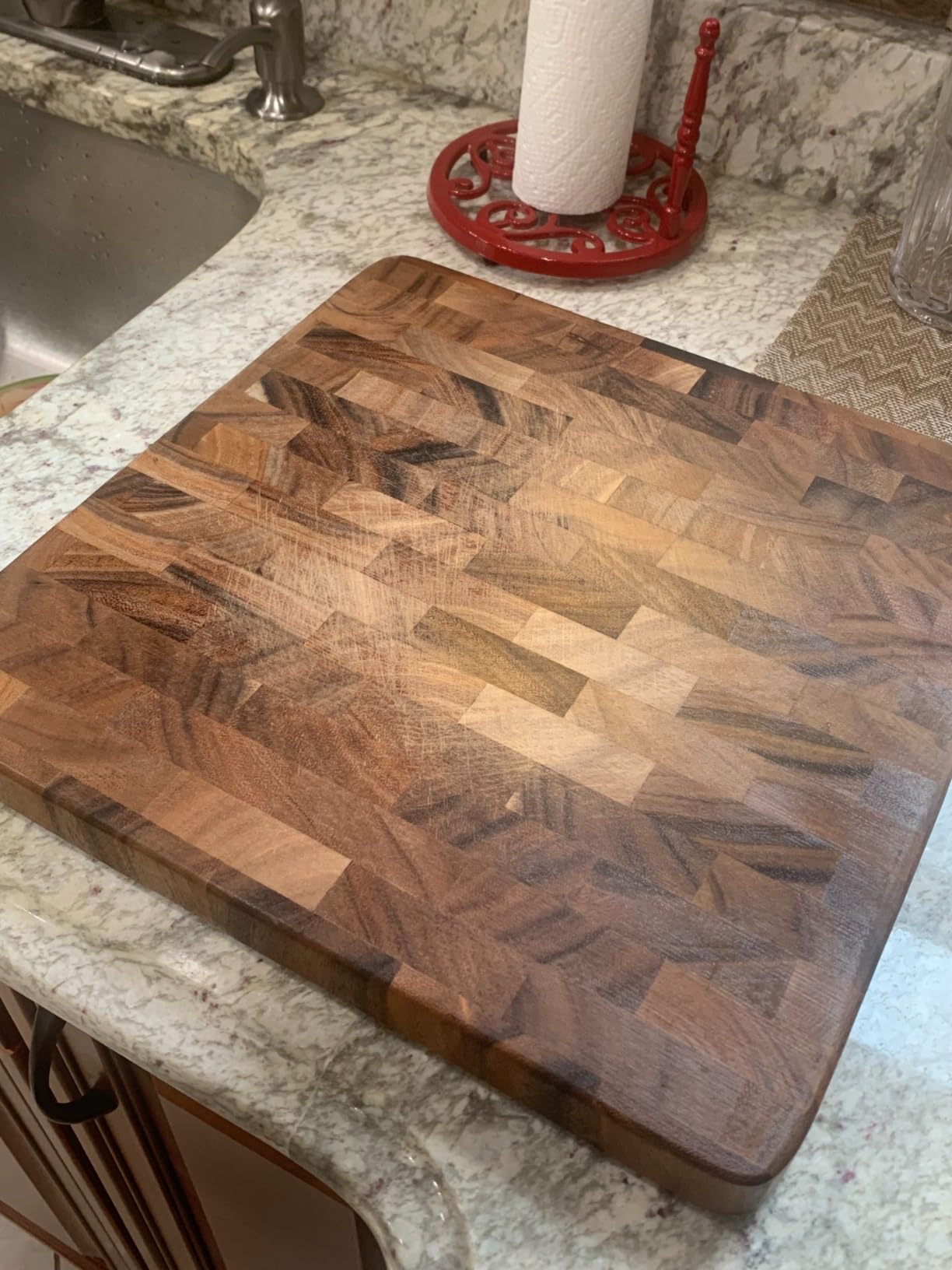 Ironwood Gourmet 28218 Square Charleston End Grain Chef's Board, Acacia Wood 14