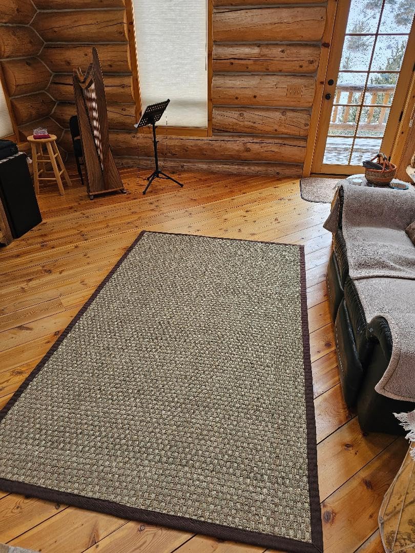 SAFAVIEH Area Rug 6x9 - Natural Fiber Collection - Natural & Beige, Seagrass, Basketweave Pattern with Border (NF114A) customer photo 2
