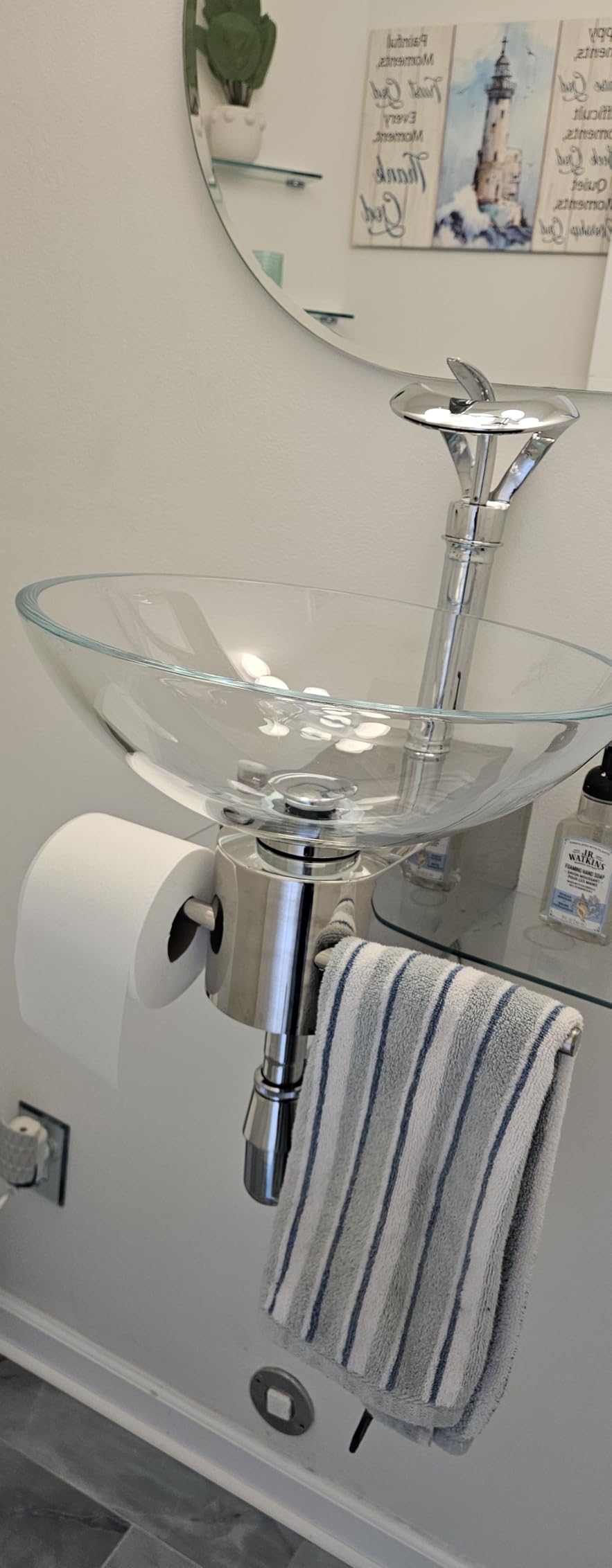 KRAUS Round Crystal Clear Glass Vessel Bathroom Sink, 16 1/2 inch GV-100 customer photo 1
