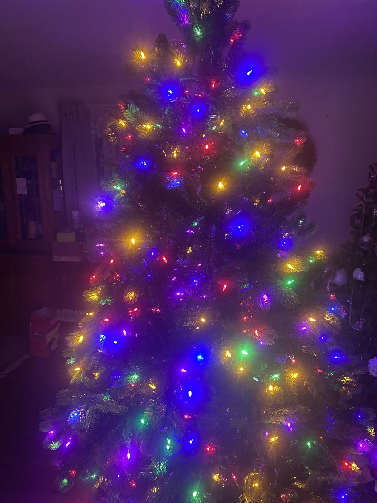 National Tree Company Pre-Lit 'Feel Real' Artificial Full Downswept Christmas Tree, Green, Douglas Fir, Dual Color LED Lights, 7.5 feet customer photo 1