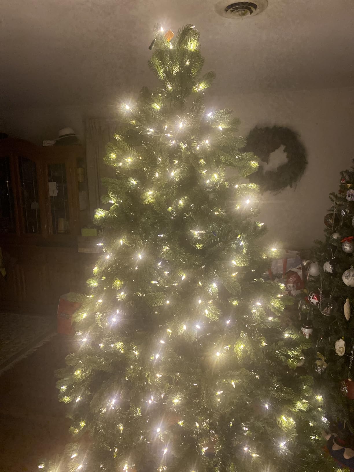 National Tree Company Pre-Lit 'Feel Real' Artificial Full Downswept Christmas Tree, Green, Douglas Fir, Dual Color LED Lights, 7.5 feet customer photo 2
