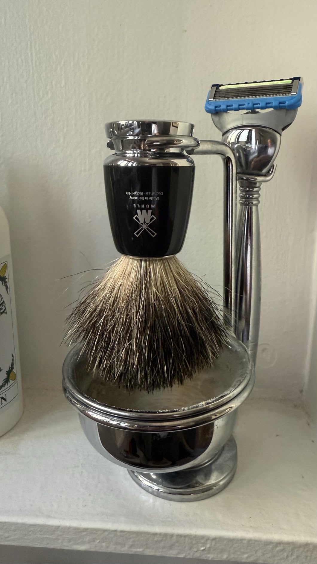 MUHLE RYTMO Pure Badger Shaving Brush - High-Grade Steamed Resin Handle with Chrome Accents - Luxury Shave Accessory for Men customer photo 1