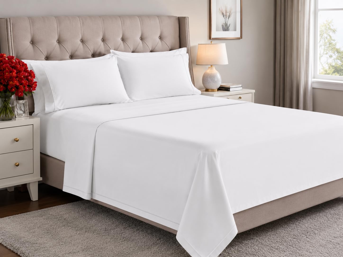 Mellanni Queen Sheets Set - 4 PC Iconic Collection Bedding - Hotel Luxury, Extra Soft, Cooling Bed Sheets - Wrinkle, Fade, Stain Resistant (Queen, White) customer photo 1