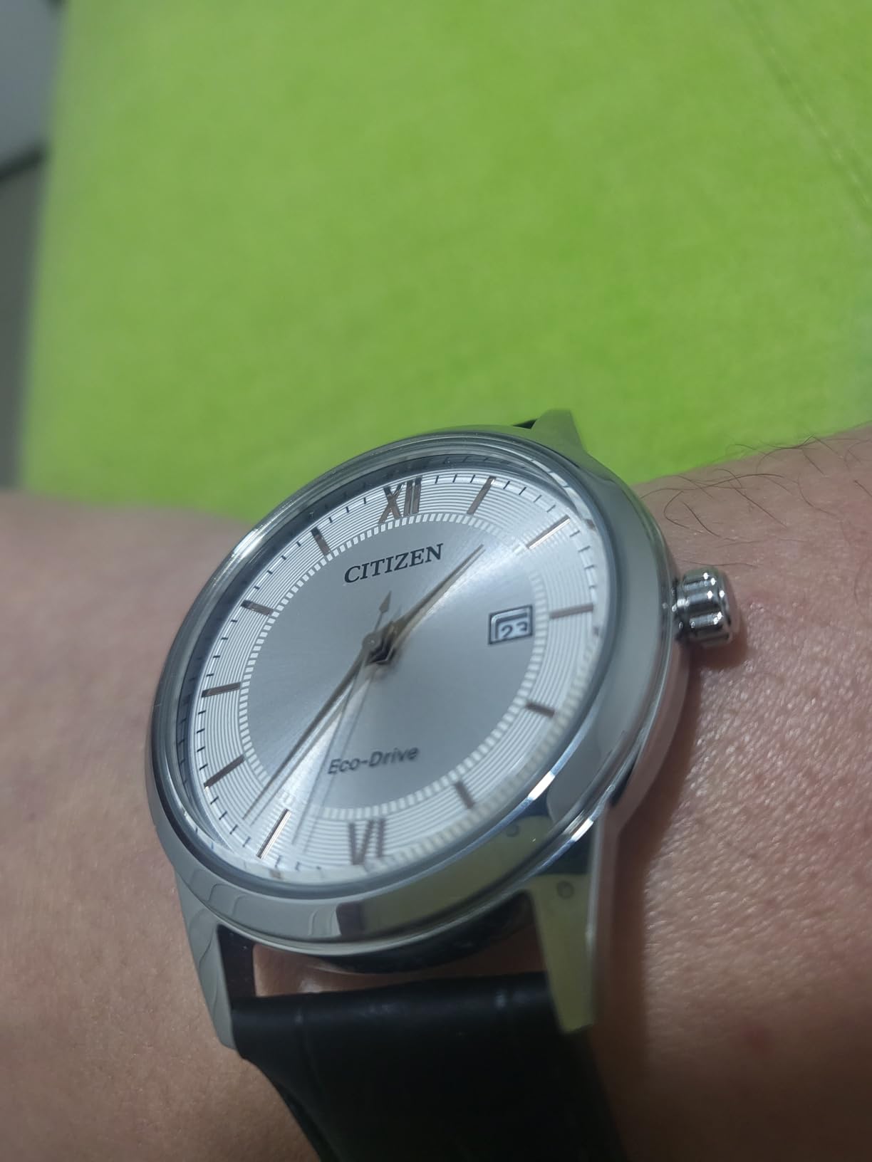 Citizen Men's Classic Eco-Drive Leather Strap Watch, 3-Hand Date customer photo 1
