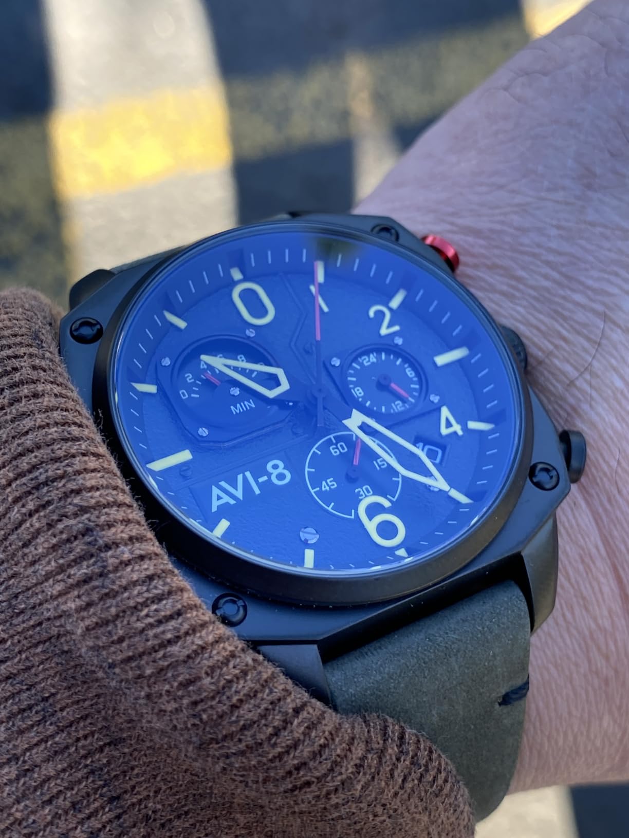 AVI-8 Hawker Hunter Men's Pilot Watch - Retrograde Chronograph, Japanese Quartz Movement, 45mm Stainless Steel Case, Leather, Rubber or Stainless Steel Strap, AV-4052 customer photo 1