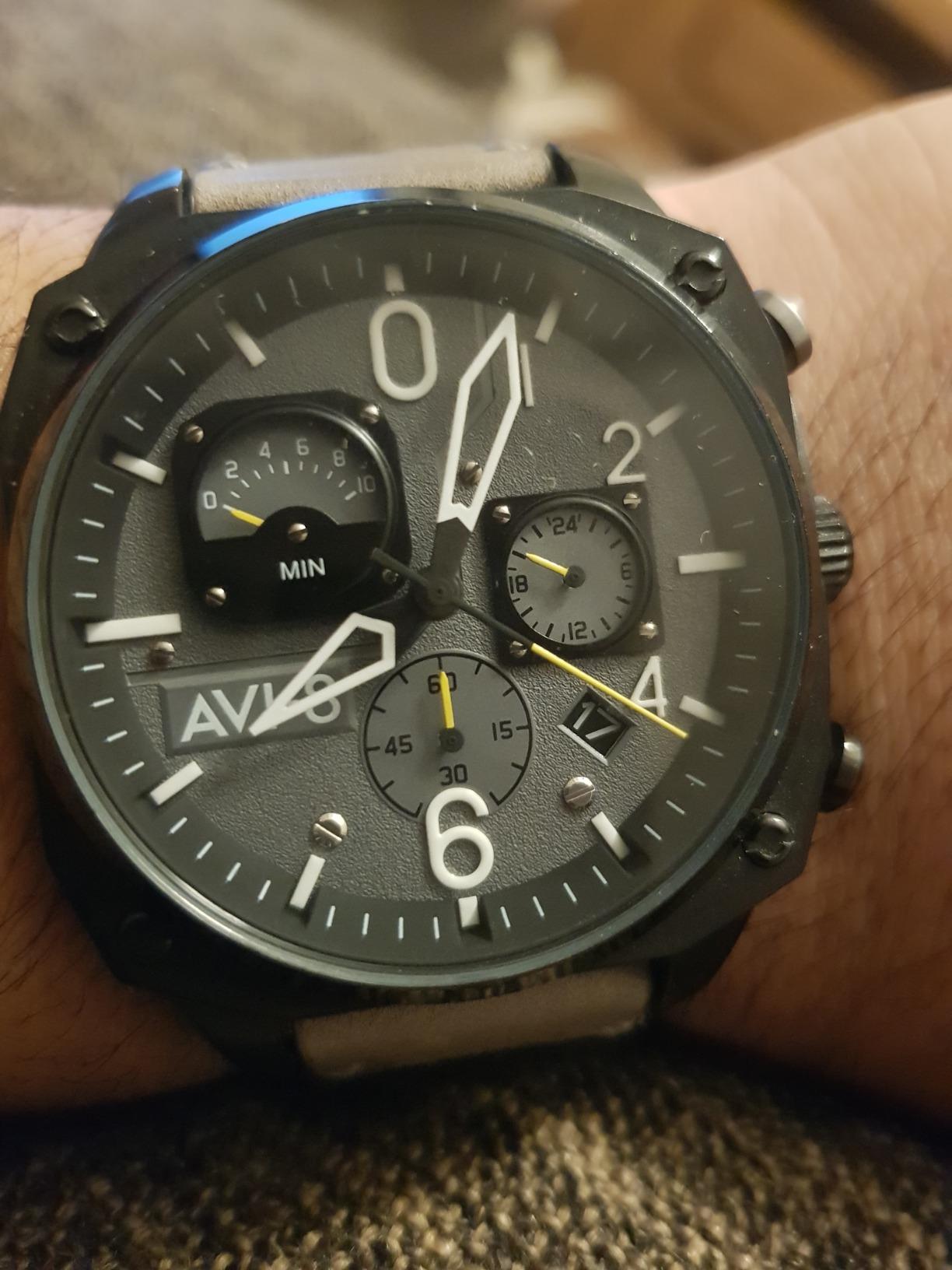 AVI-8 Hawker Hunter Men's Pilot Watch - Retrograde Chronograph, Japanese Quartz Movement, 45mm Stainless Steel Case, Leather, Rubber or Stainless Steel Strap, AV-4052 customer photo 2