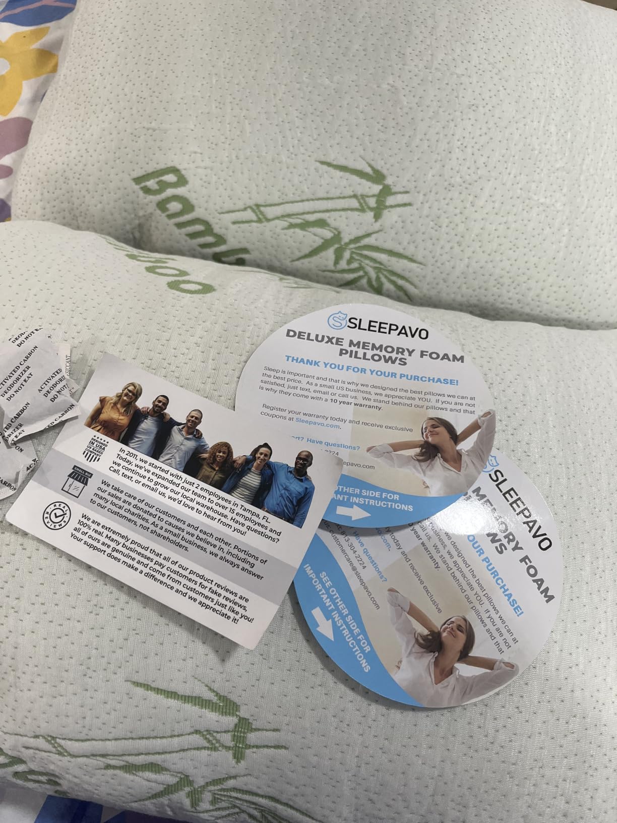 Memory Foam Pillows Queen Size Set of 2 - Cooling Bed Pillows for Sleeping - Back, Stomach, Side Sleeper Firm, Comfy Cool Shredmed - 2 Pack, Rayon Derived from Bamboo customer photo 2