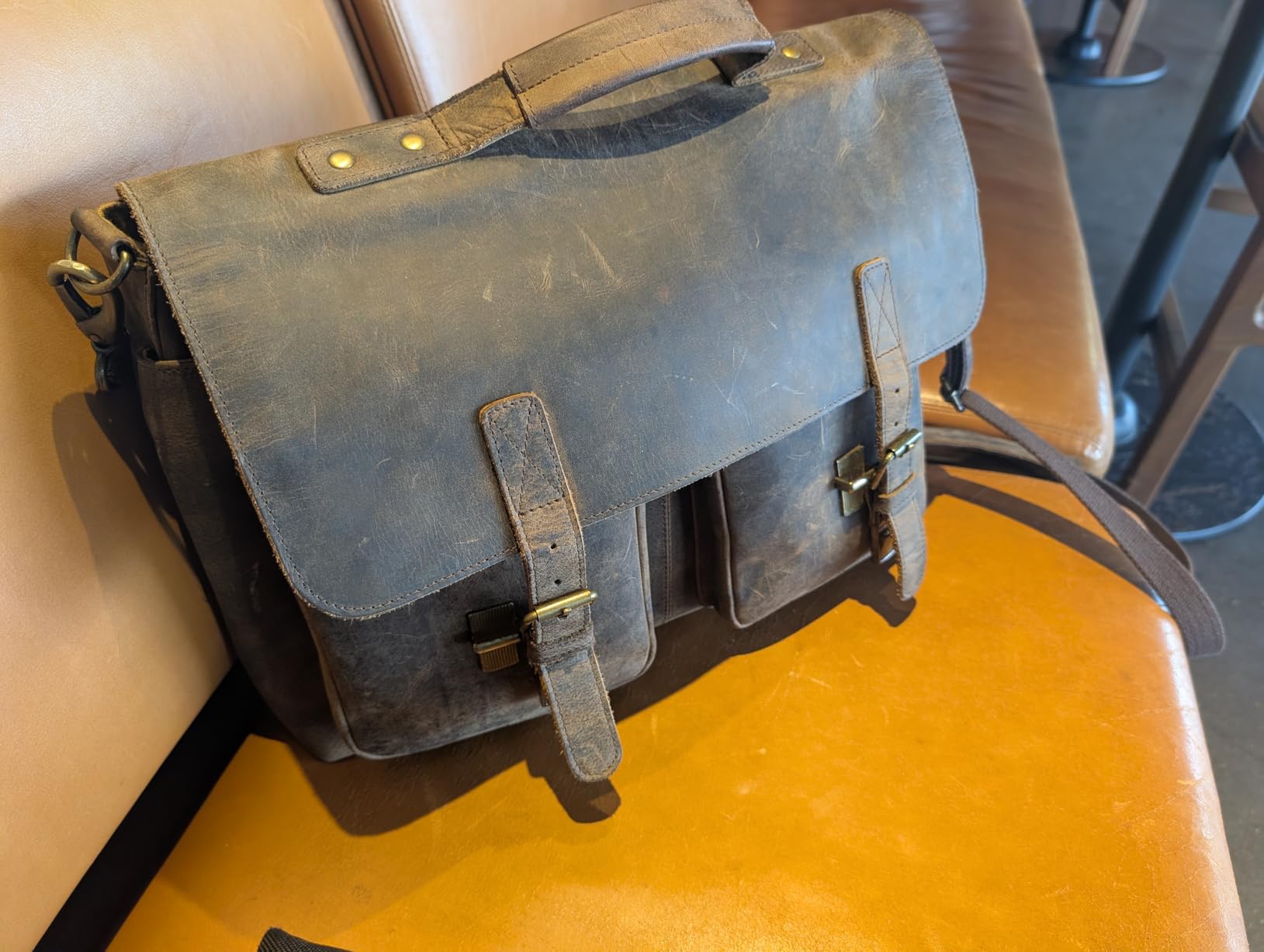 KomalC 16 Inch Leather Briefcase Laptop Messenger Bag for Men and Women Best Office Satchel Bag customer photo 2