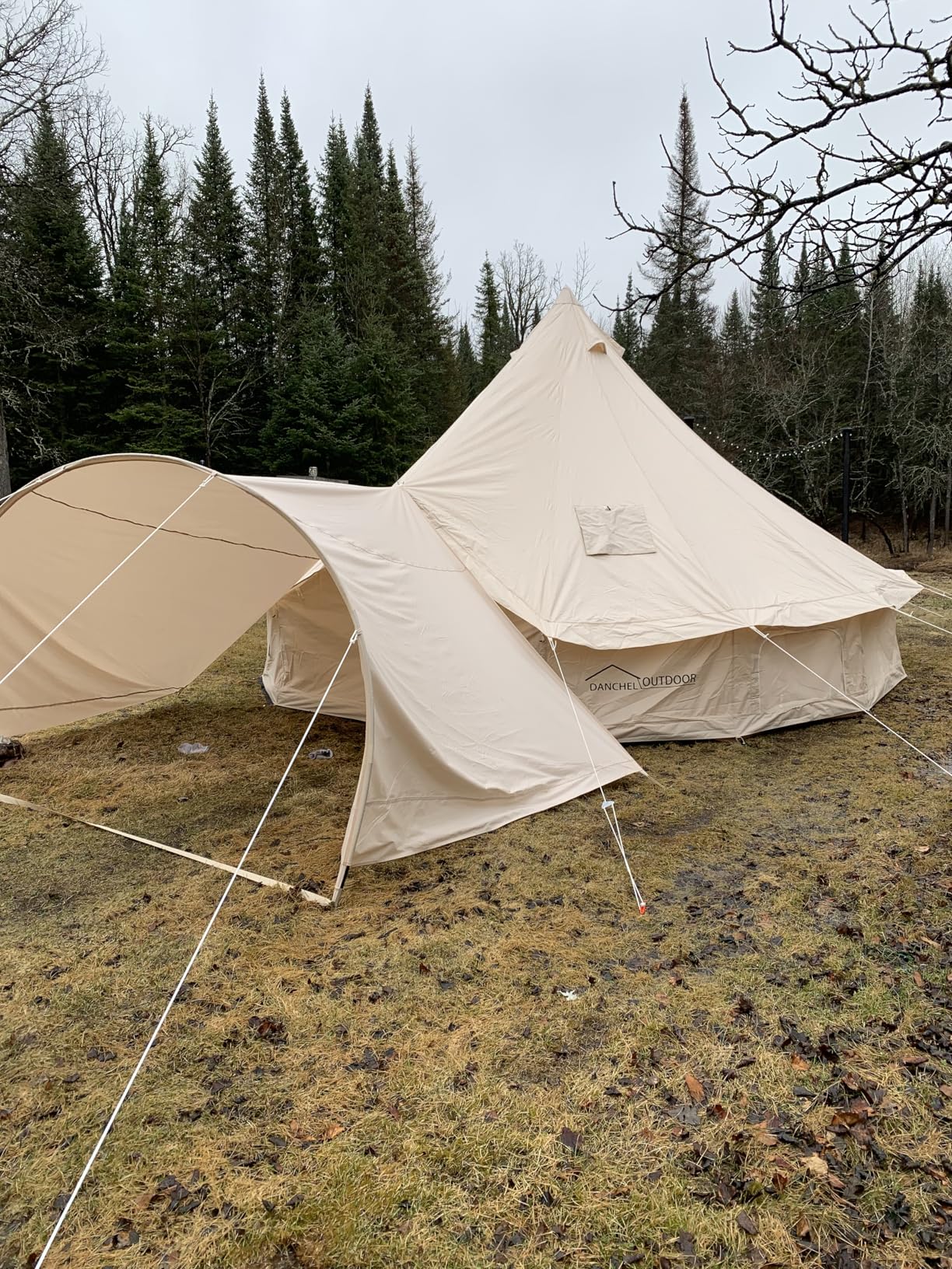 DANCHEL OUTDOOR B5PRO 4 Season Canvas Tent with Stove Jack Camping, Waterproof Bell Tent with AC Port Yurt All Year Living, Luxury Glamping for 4/6/8 Person Hunting Party, 13ft/16.4ft/20ft customer photo 1