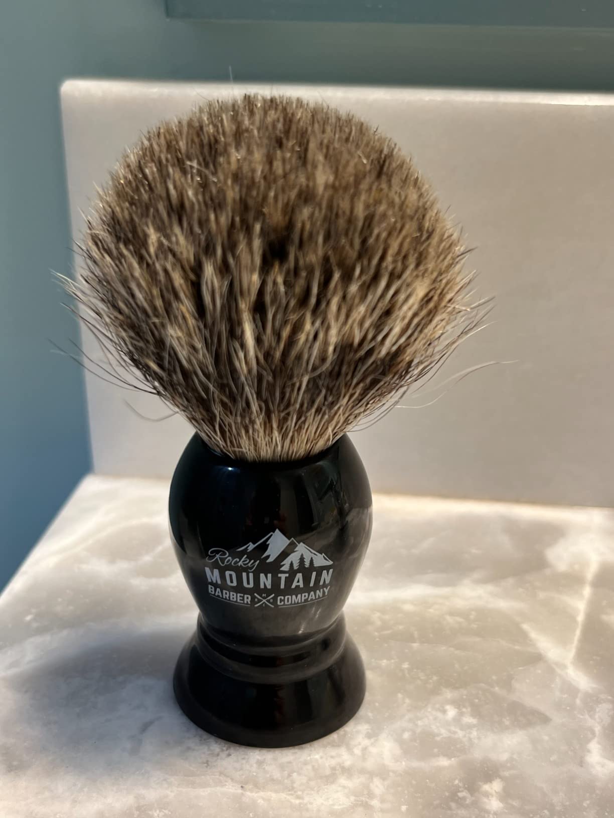 Shaving Brush with Stand - Rocky Mountain Barber Pure 100% Best Badger Hair Barber Grade with Black Heavy Duty All-Resin Handle and Oversized Bristle Head customer photo 1