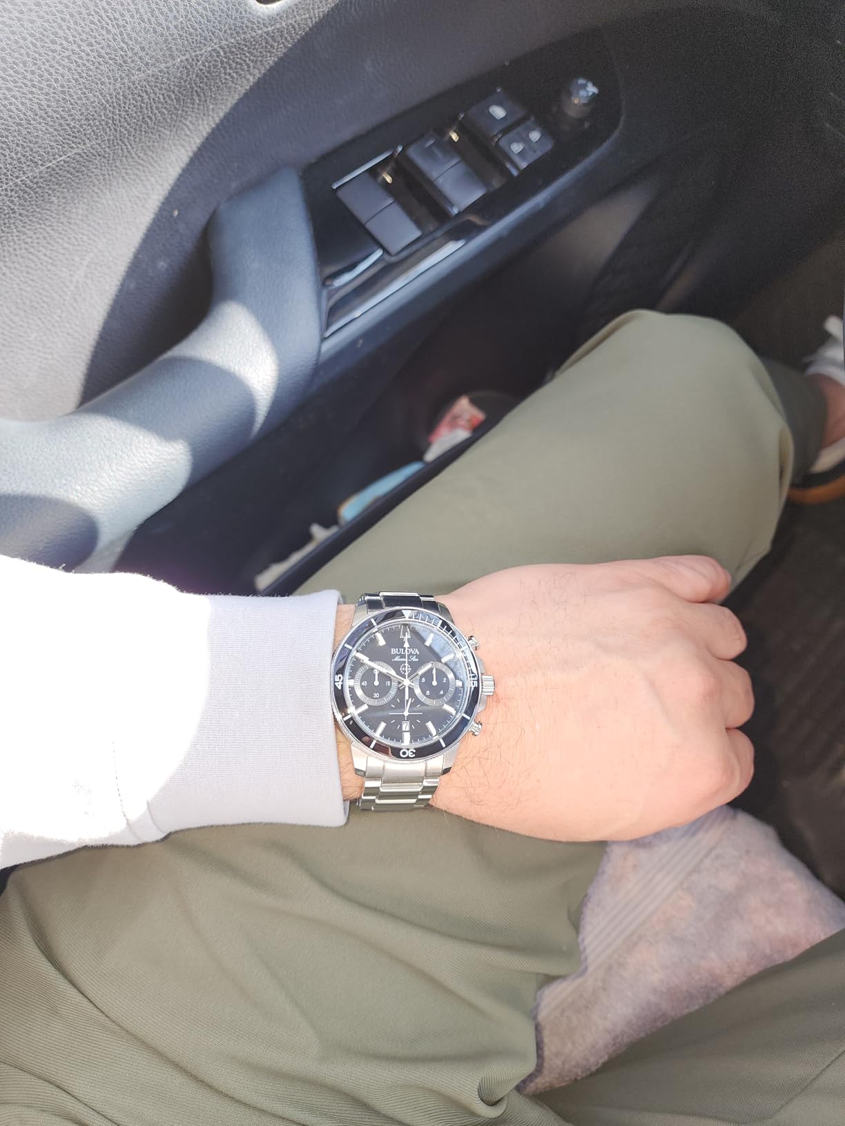 Bulova Men's Marine Star Series C Stainless Steel 6-Hand Chronograph Quartz Watch, Black Dial 96B272 customer photo 2