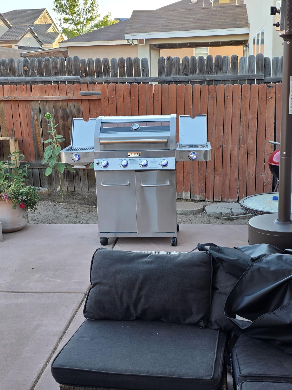 Monument Grills Larger 4+2 Burner Propane Gas Grill Stainless Steel Cabinet Style with Clearview Lid, Knob Controls, Built-In Thermometer, Infrared Side Sear Burners & Side Burners, Outdoor Use customer photo 1