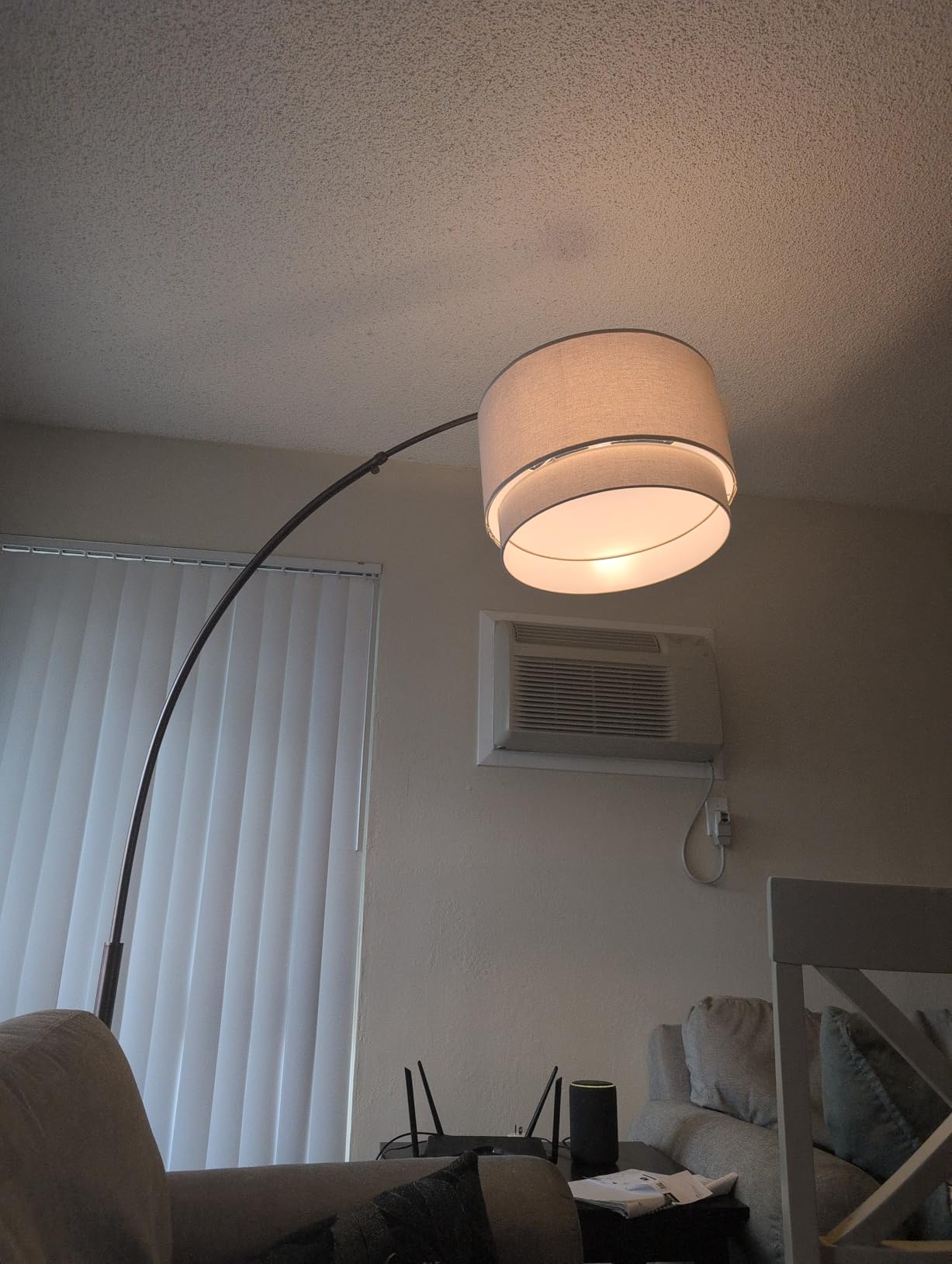 Brightech Mason Arc Floor Lamp - Modern Corner Standing Lamp with Unique Hanging Drum Lamp Shade for Living Room - Bright Overhead, Curved Hanging Light for Bedroom, Library, Den - Nickel customer photo 2