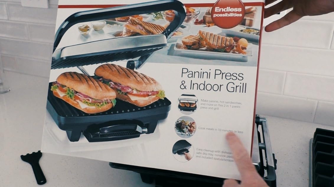 Hamilton Beach Panini Press, Sandwich Maker & Electric Indoor Grill, Upright Storage, PFAS-Free Nonstick Easy Clean Grids, Stainless Steel (25410) customer photo 1