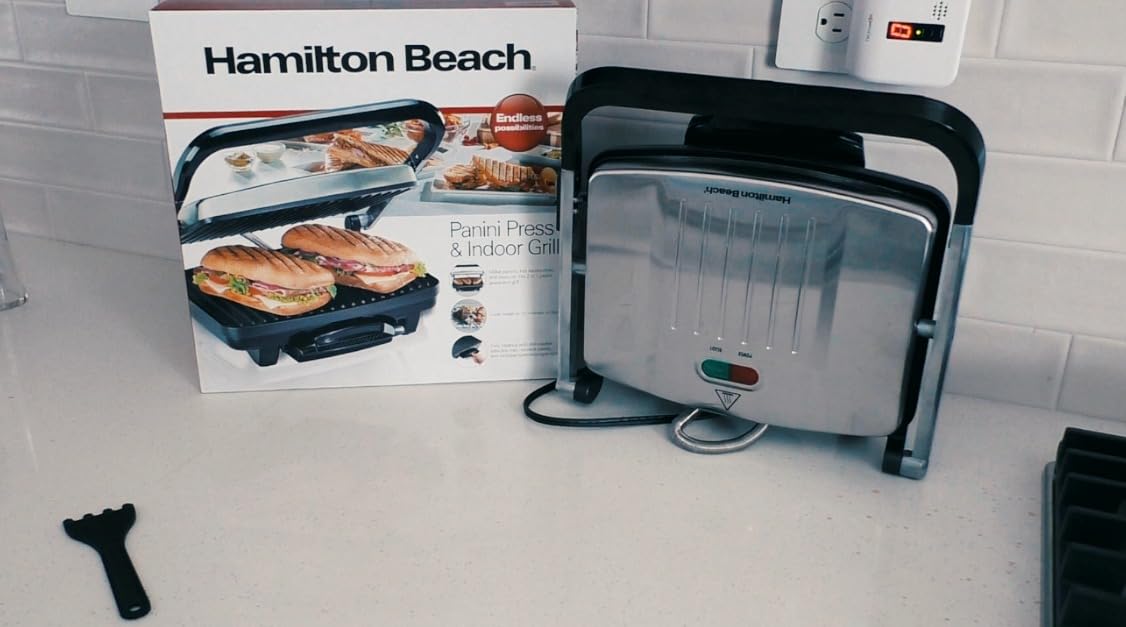 Hamilton Beach Panini Press, Sandwich Maker & Electric Indoor Grill, Upright Storage, PFAS-Free Nonstick Easy Clean Grids, Stainless Steel (25410) customer photo 2