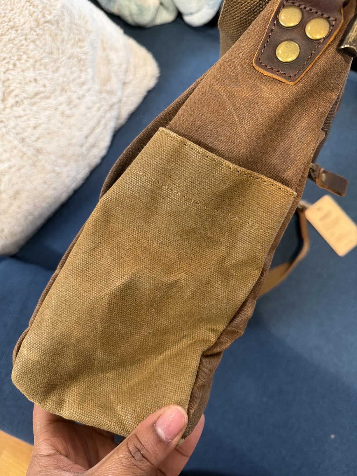 Mens Messenger Bag 15.6 Inch Waterproof Vintage Genuine Leather Waxed Canvas Briefcase customer photo 1