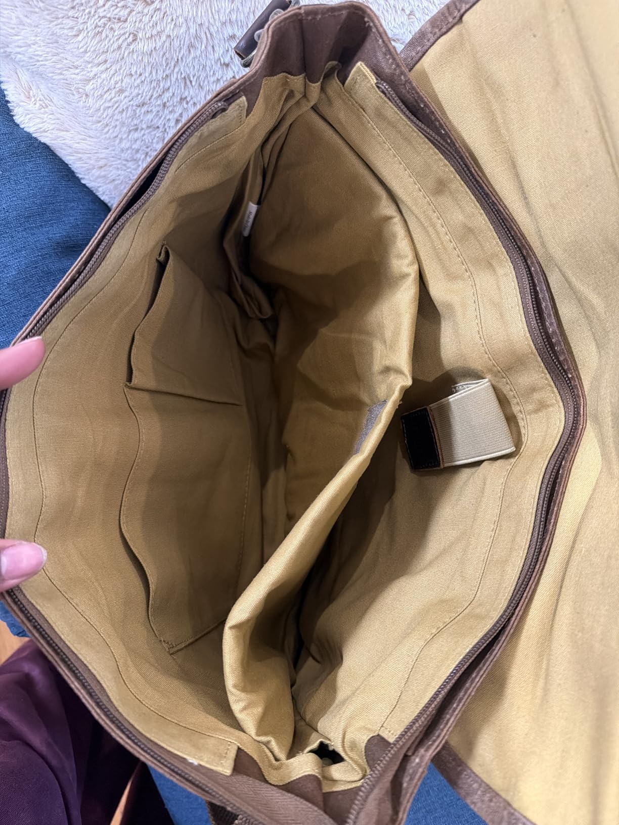 Mens Messenger Bag 15.6 Inch Waterproof Vintage Genuine Leather Waxed Canvas Briefcase customer photo 2