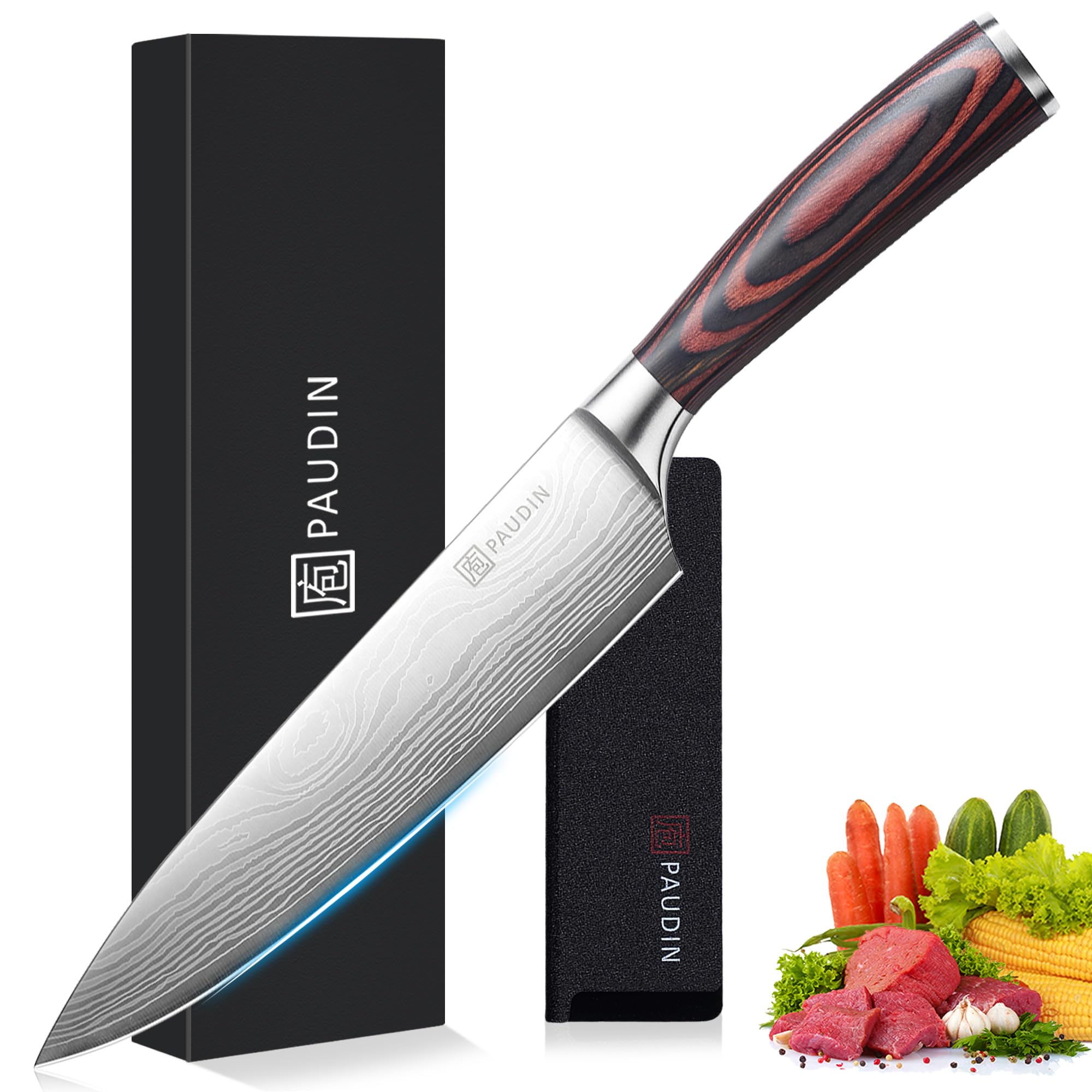 PAUDIN Chef Knife, 8 Inch High Carbon Stainless Steel Sharp Kitchen Knife with Ergonomic Handle, Gift Box for Family & Restaurant customer photo 1