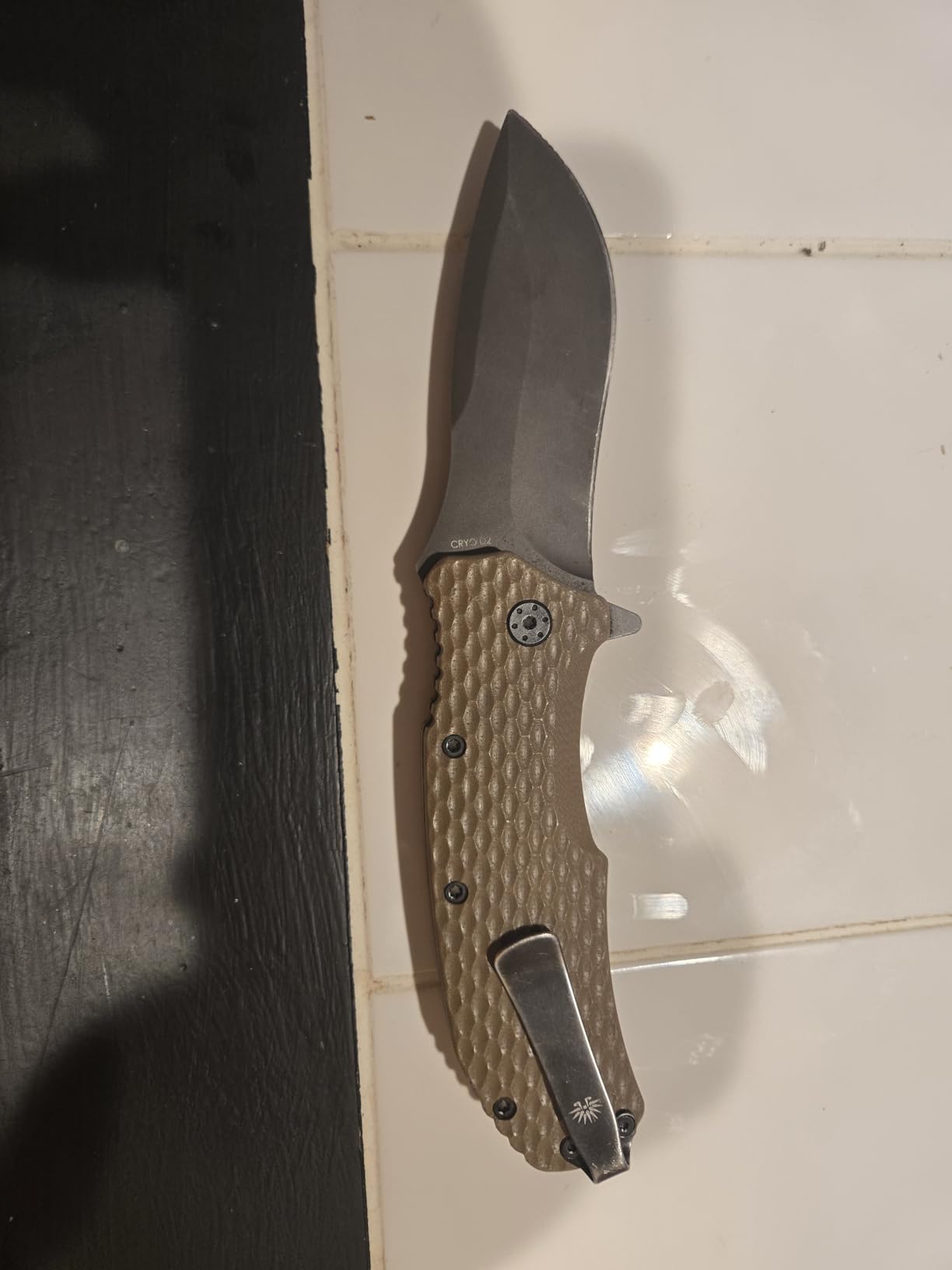 Off-Grid Knives Rapid Fire Coyote, Large Assisted EDC, Hard Use Construction, Camping and Survival, Cryogenic D2 Blade Steel, Titanium Nitride Coating with G10 Scales, Deep Pocket Carry customer photo 2