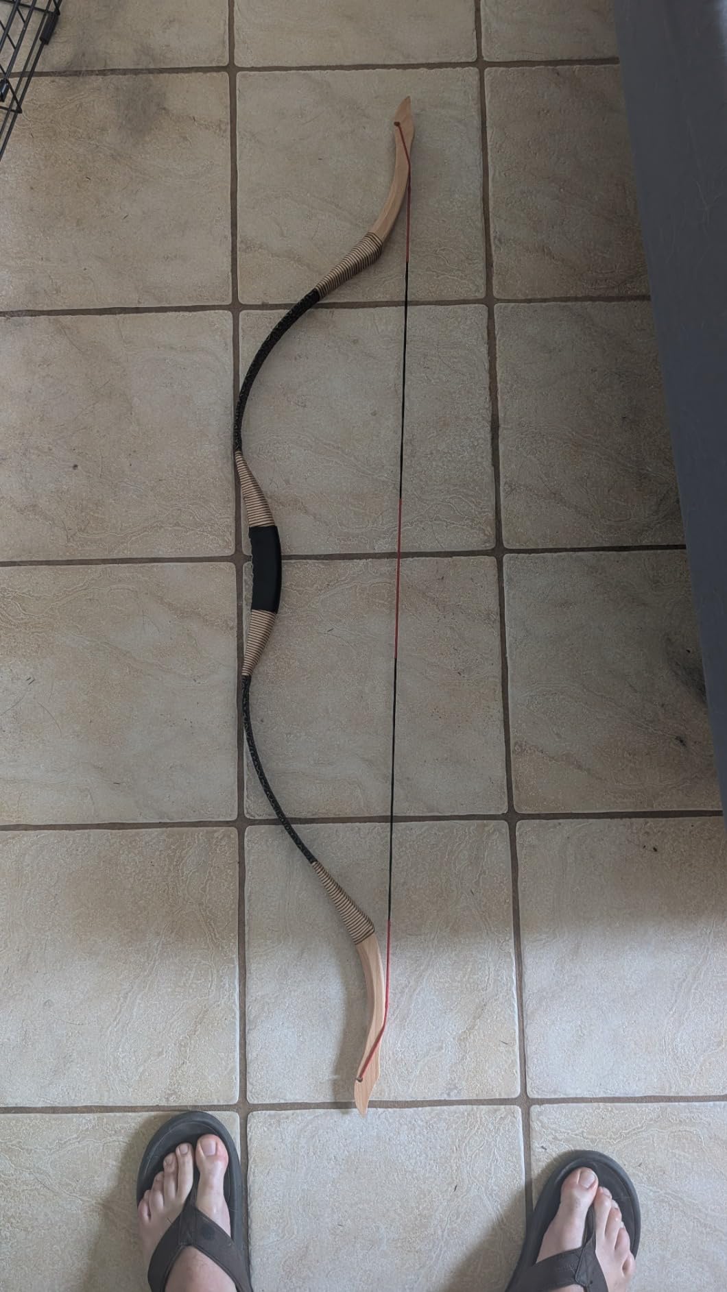 TOPARCHERY Archery 53'' Traditional Recurve Bow Wooden Handmade Mongolian Horsebow Hunting Bow 30-50lbs Longbow for Adult Hunting Practice Arm Guard Finger Tabs Set customer photo 1