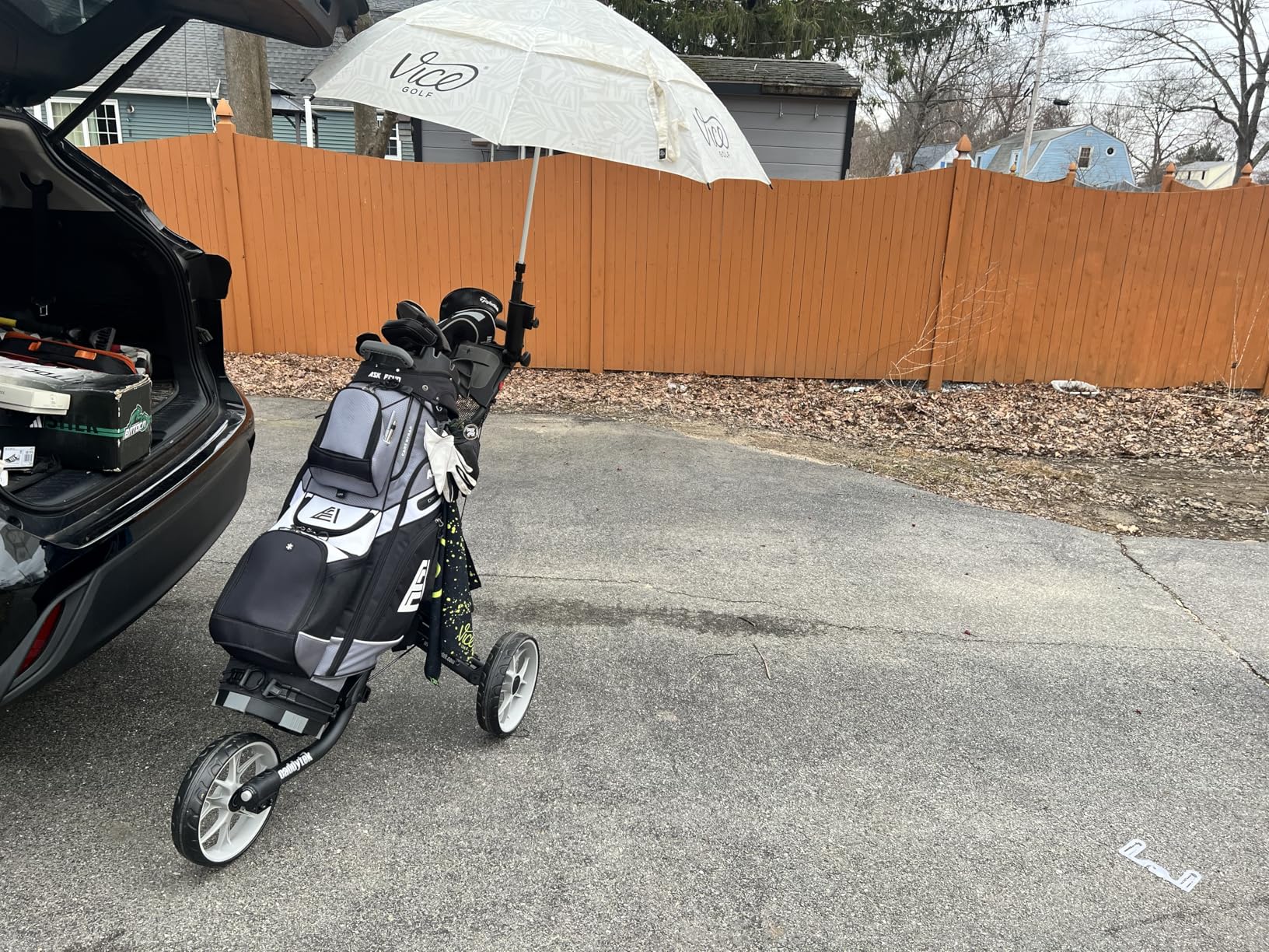 Caddytek CaddyLite EZ V8 Golf Push Cart - Lightweight 3 Wheel Foldable Cart with One-Click 2-Step Folding, EVA Wheels, Adjustable Handle, Cooler Basket, Umbrella & Drink Holder, Compact Golf Cart customer photo 1