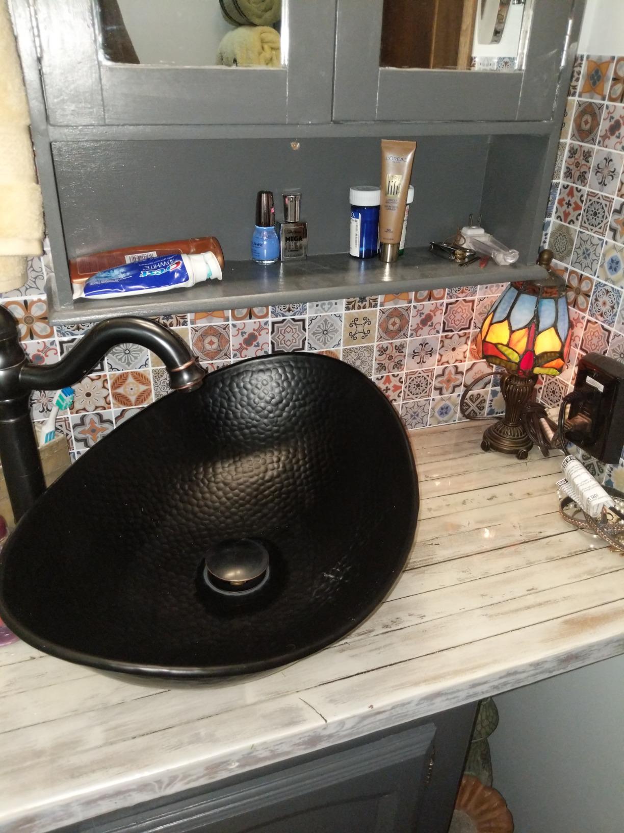 Monarch Abode Bathroom Sink - 19-Inch Harbor Vessel Bathrooms Countertop Sink, Hand Hammered Pure Copper Bath Sinks for Restroom Vanity or Powder Room customer photo 2