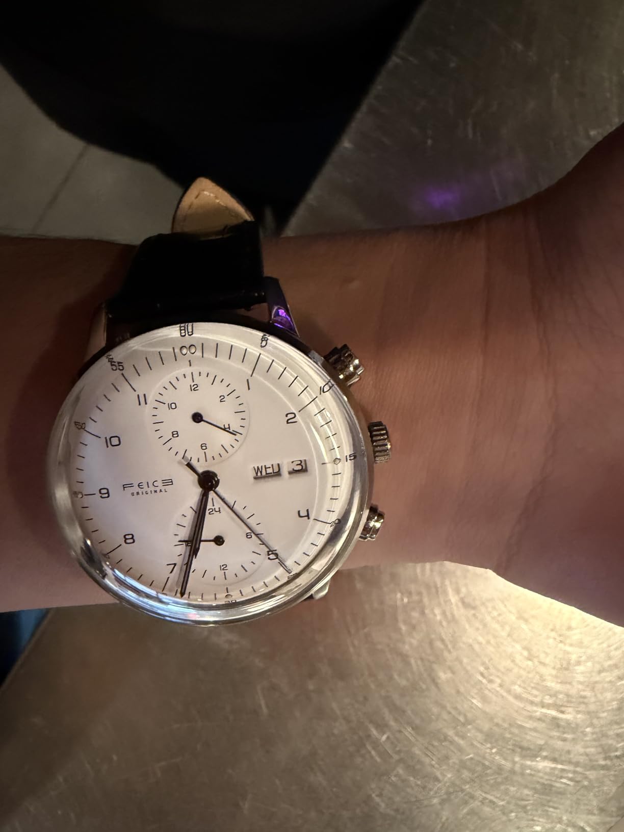 Men's Watches Bauhaus Automatic Watch Stainless Steel Mechanical Watch Wristwatch Casual Dress Watches for Men with Leather Bands Date - FM121 customer photo 1