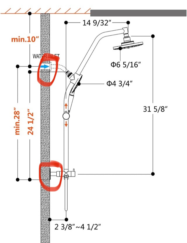BRIGHT SHOWERS Rain Shower Head with Handheld Combo, Dual Shower System with Slide Bar, Rain Shower System, Adjustable Height, Brass Slide Bar & Diverter, 60 Inch Stainless Steel Hose, Brushed Nickel customer photo 2