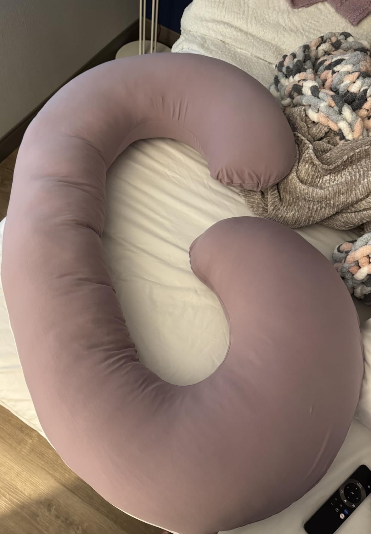 INSEN Pregnancy Pillow for Sleeping, Maternity Pillow with Jersey Cotton Cover, C Shaped Body Pillow for Pregnant customer photo 1