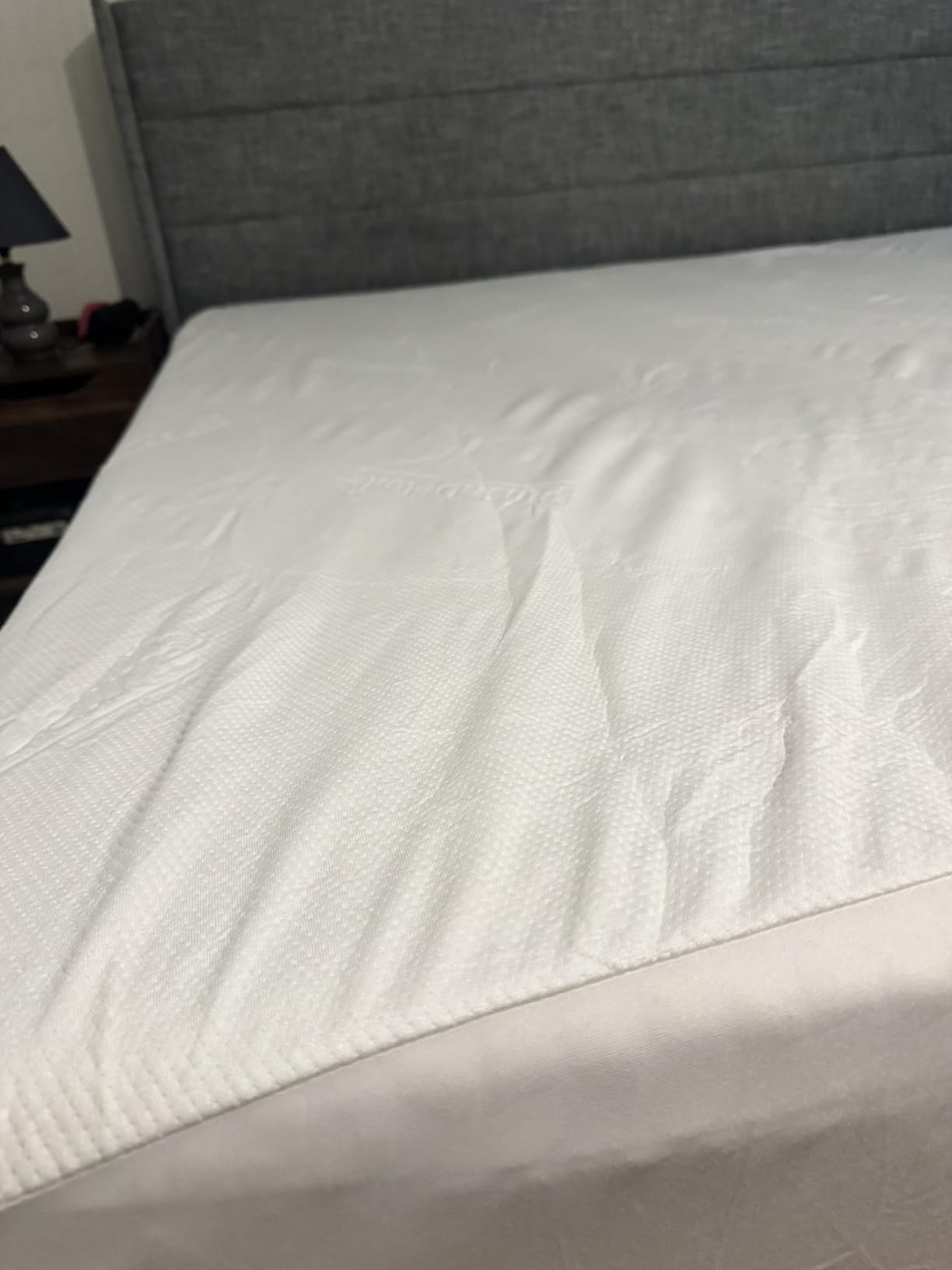 PlushDeluxe Premium Bamboo Mattress Protector - Queen Size, Waterproof, & Ultra Soft Breathable Noiseless Washable Bed Mattress Cover for Comfort & Protection - White customer photo 1