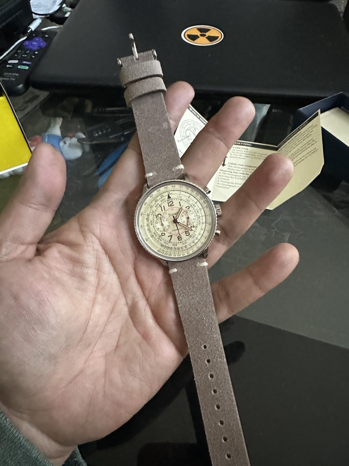 Stauer Co-Pilot Men's Chronograph Watch with Stainless Steel Case and Brown Leather Band customer photo 1