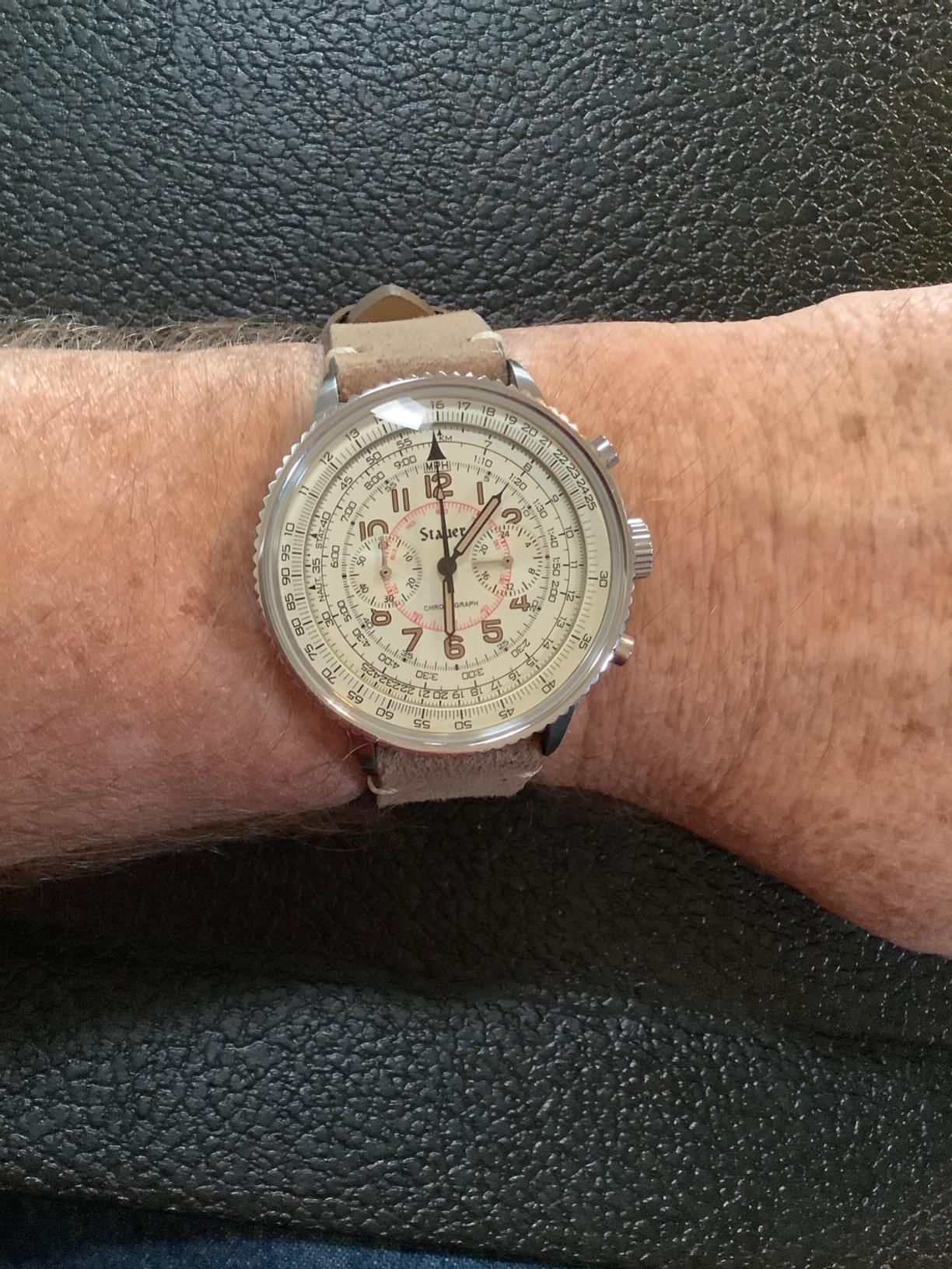 Stauer Co-Pilot Men's Chronograph Watch with Stainless Steel Case and Brown Leather Band customer photo 2