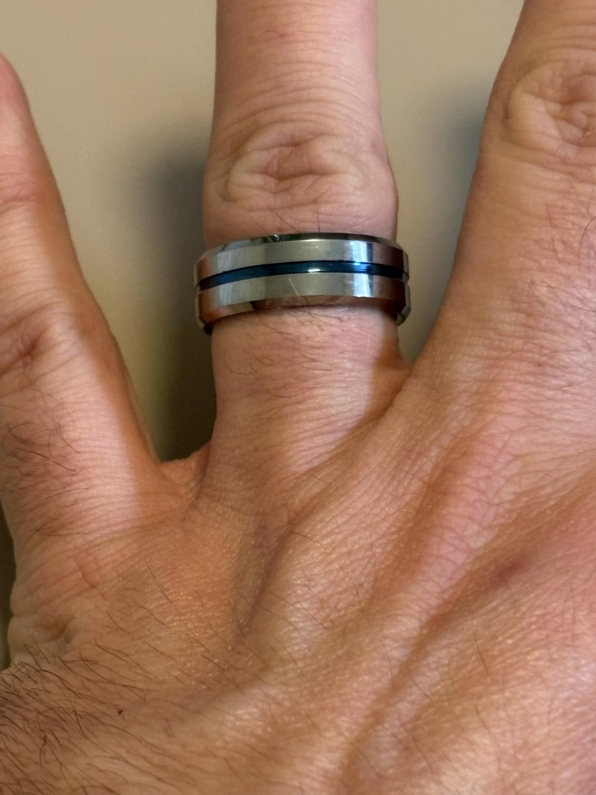Mens Tungsten Ring Wedding Band 6mm 8mm 10mm Engraved I Love You Thin Blue/Black Centre Groove Comfort Fit Size 6-17 customer photo 2