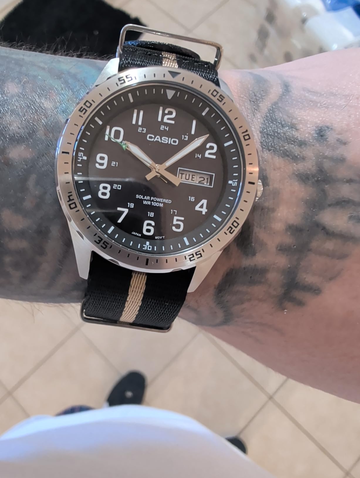Casio MTPS120L Series Unisex Analog Solar Field Watch, 100M WR, Stainless Steel Case, Military Styling customer photo 1