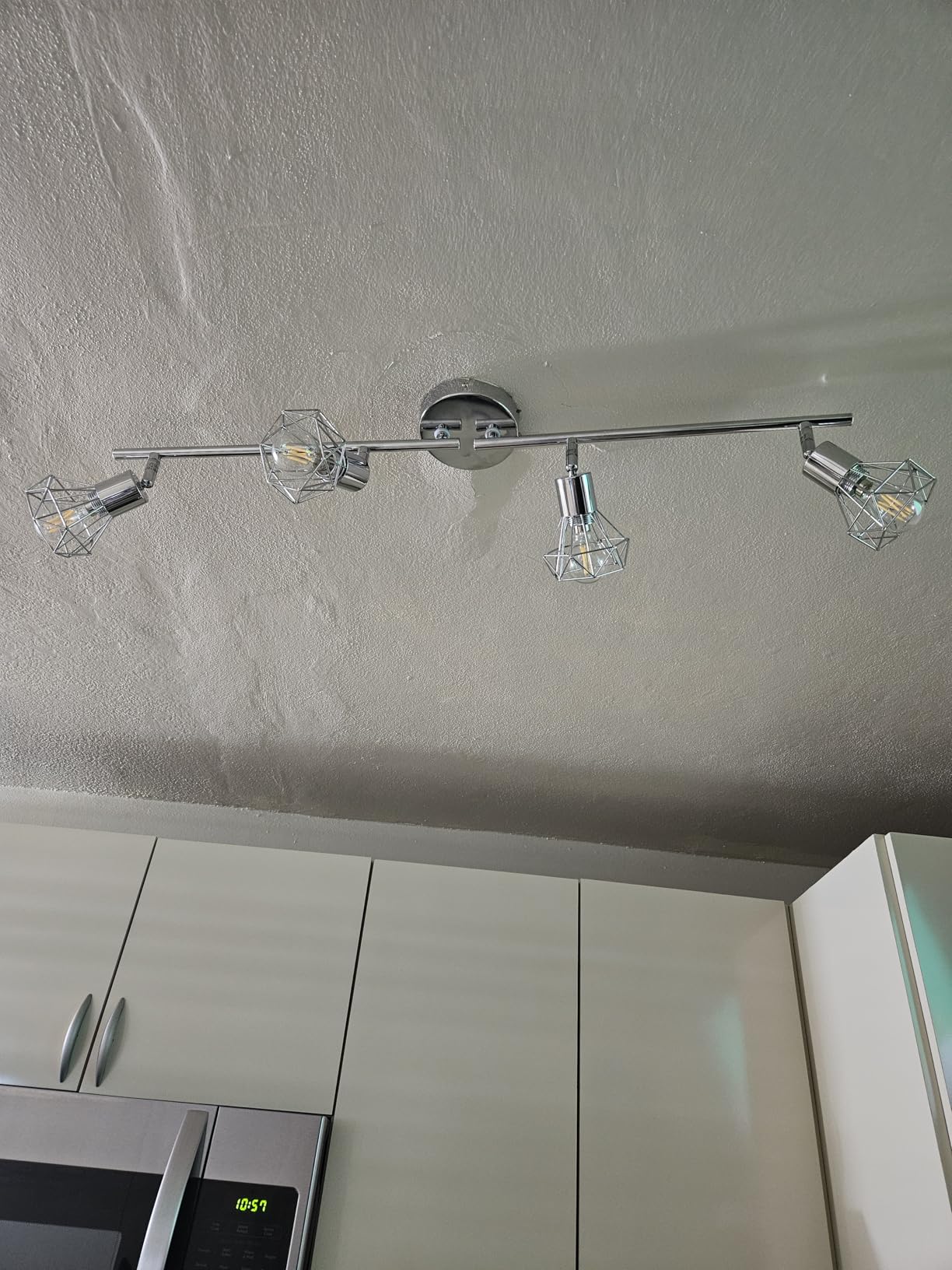 DLLT Modern LED Track Lighting Kit-6 Lights Adjustable Decorative Track Light Fixture, 6 Way Flush Mount Ceiling or Wall Spotlight for Kitchen, Dining Room, Hallway, Bedroom, Warm Light, Silver customer photo 1